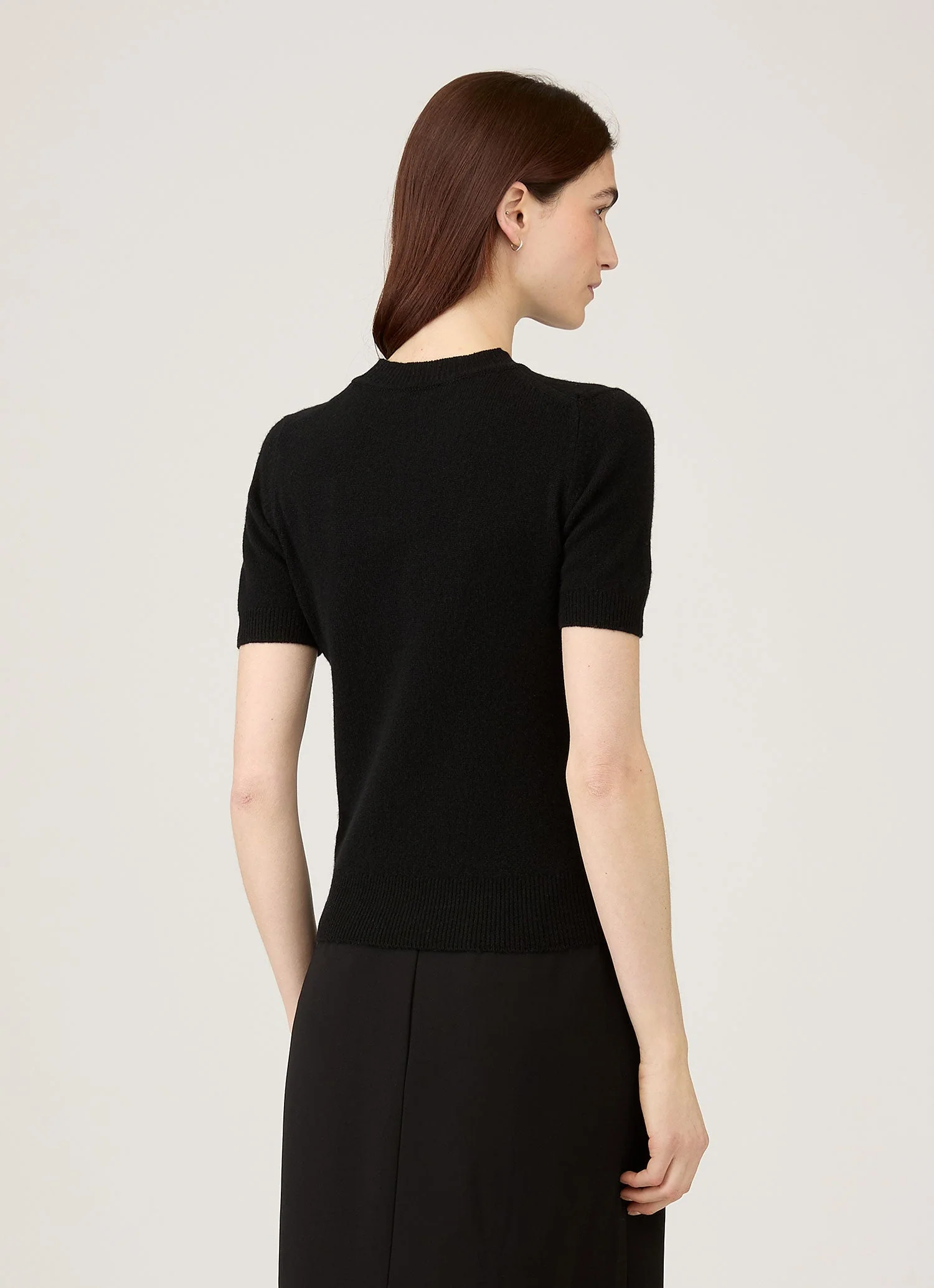 Women's Cashmere T-Shirt in Black - Image 3