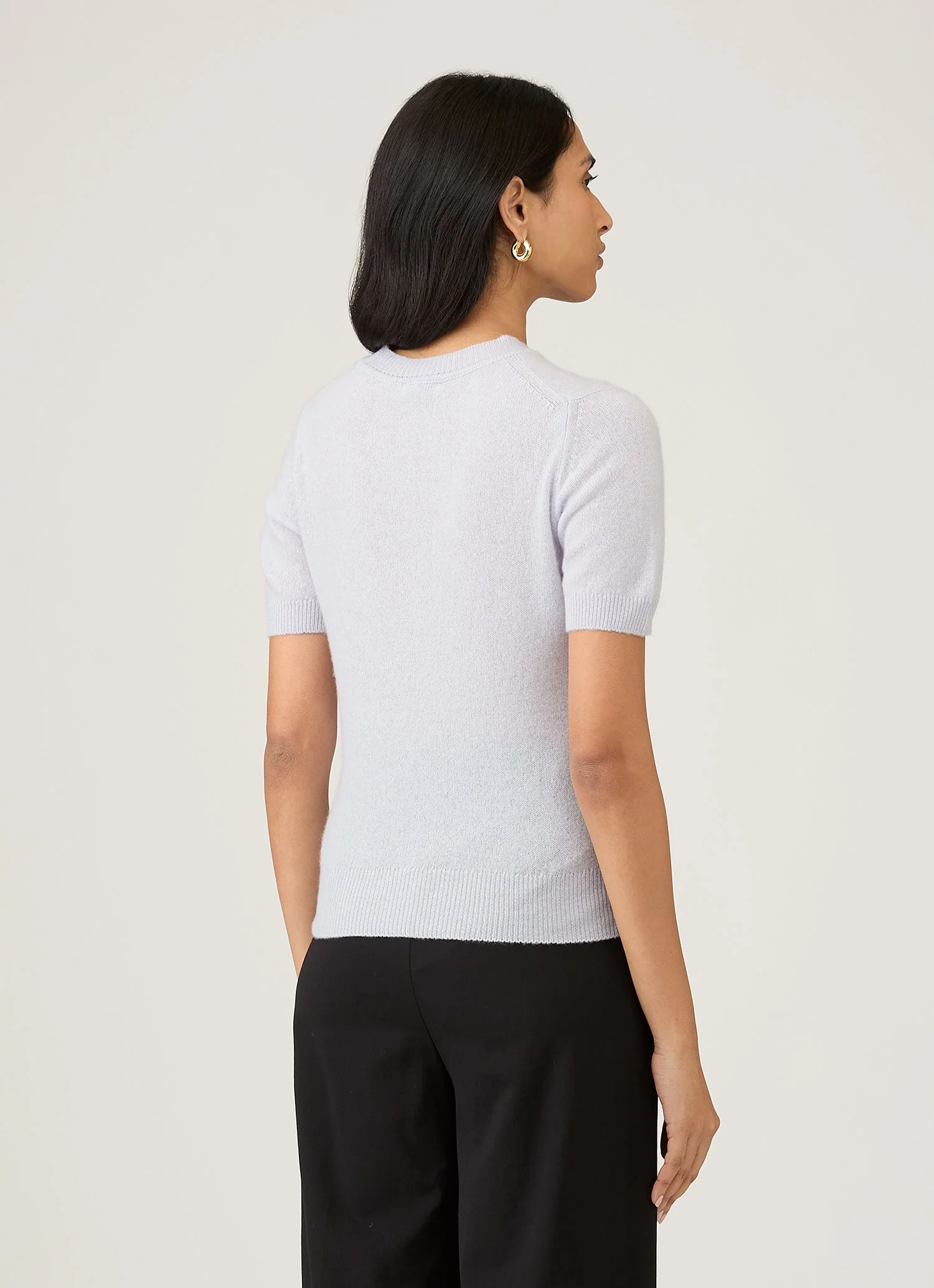 Women's Cashmere T-Shirt in Ice Blue - Image 3