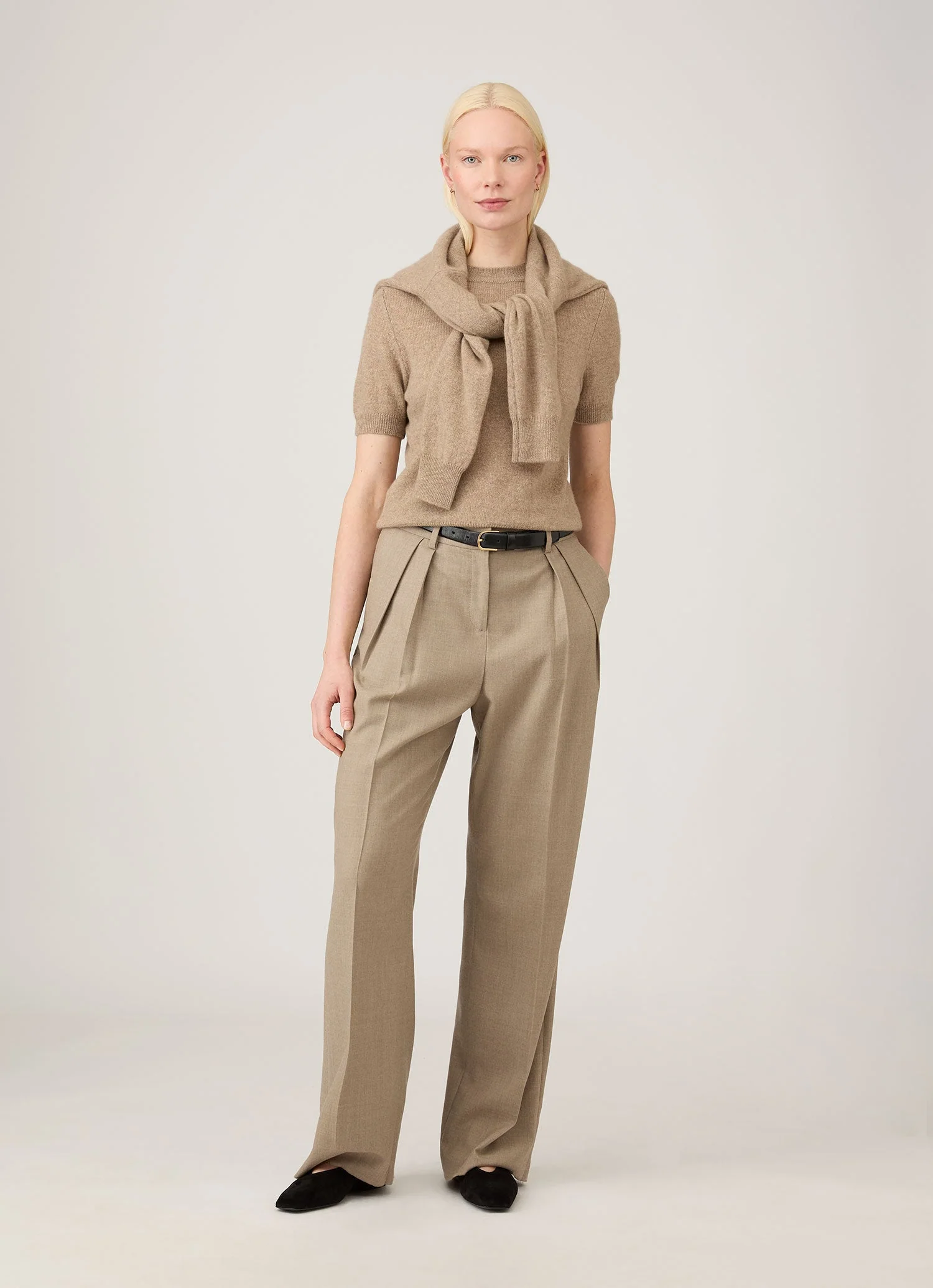 Women's Cashmere T-Shirt in Mink - Image 2