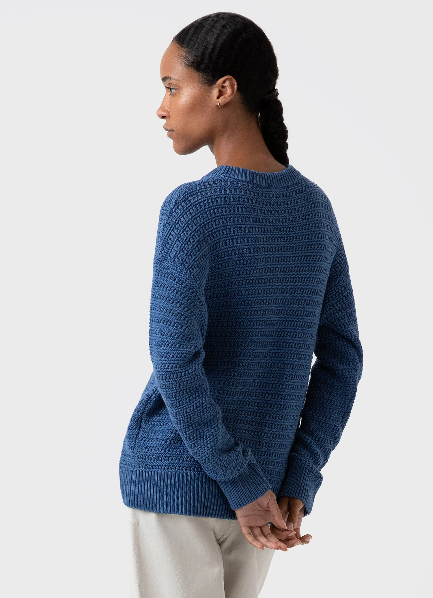 Women's Chunky Textured Jumper in Bluestone - Image 4