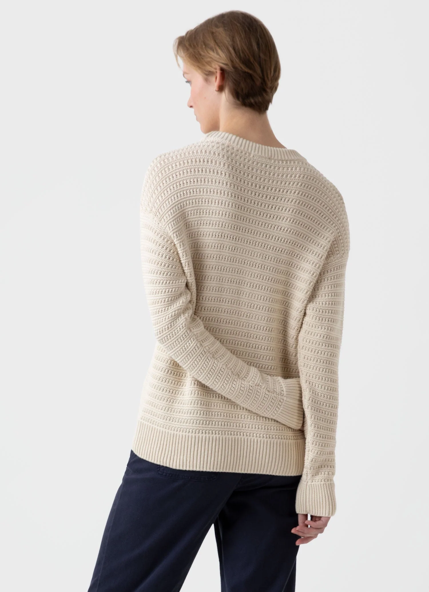 Women's Chunky Textured Jumper in Ecru - Image 4