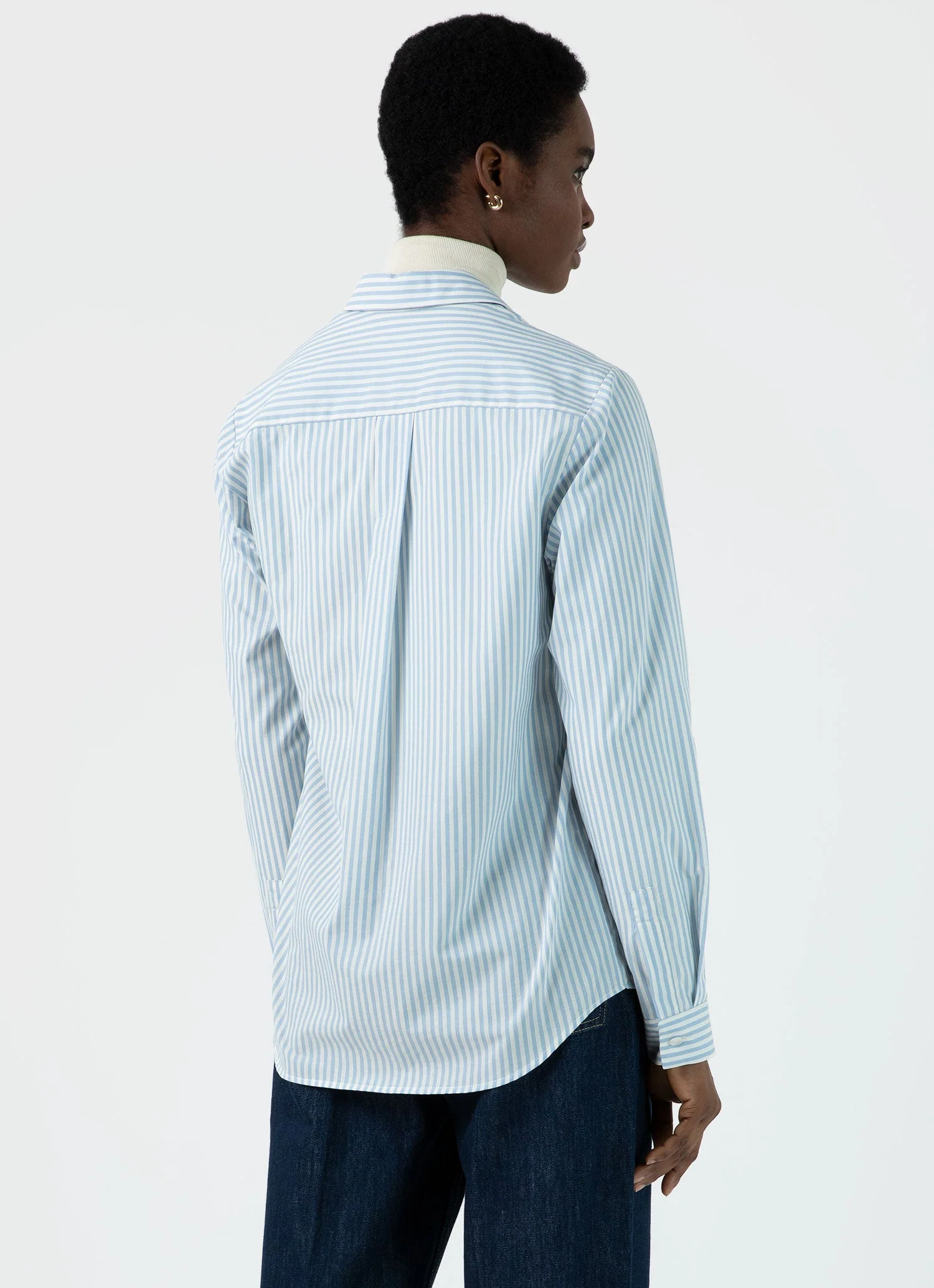 Women's Classic Shirt in Light Blue/Ecru - Image 4