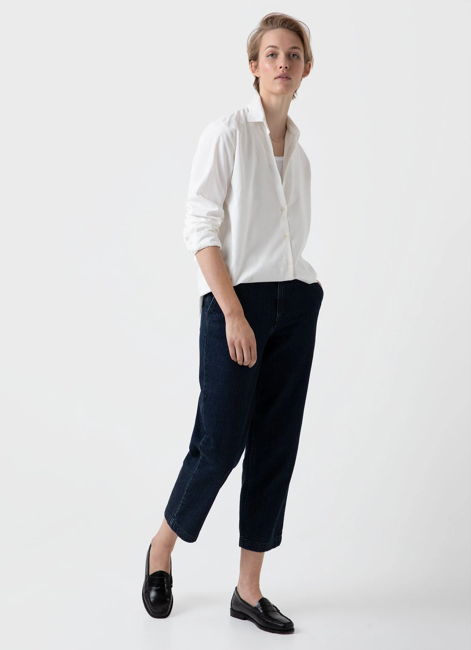 Women's Corduroy Shirt in Ecru - Image 3