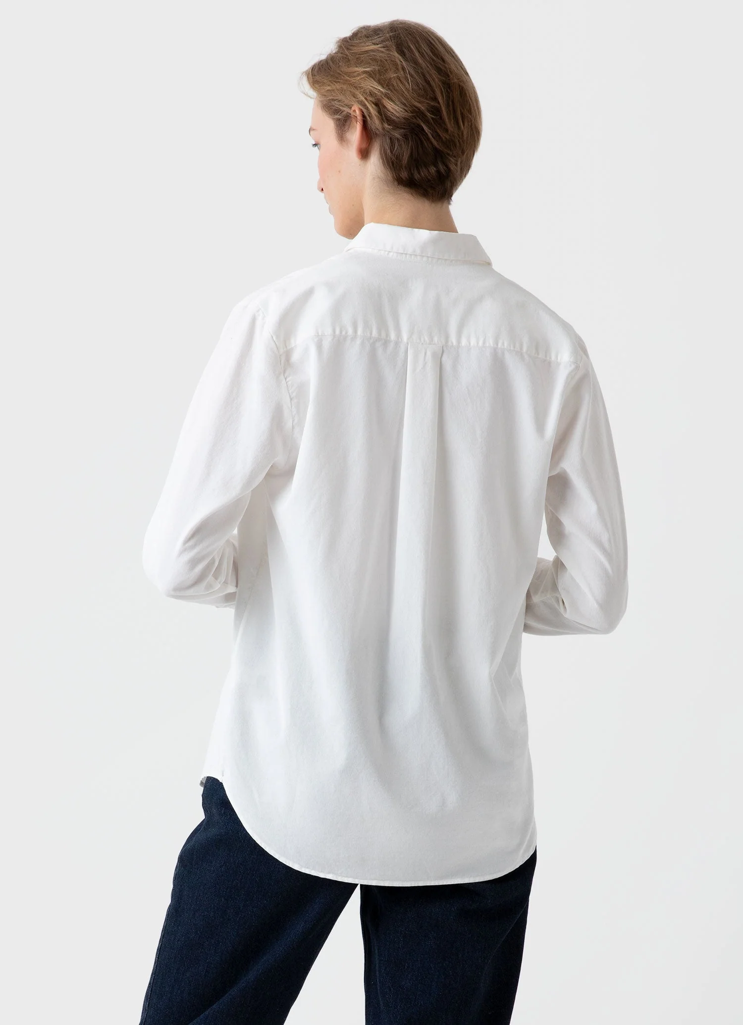 Women's Corduroy Shirt in Ecru - Image 4