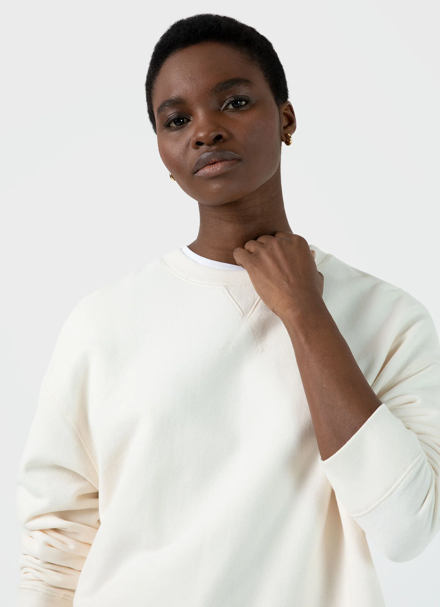 Women's Relaxed Loopback Sweatshirt in Archive White - Image 2