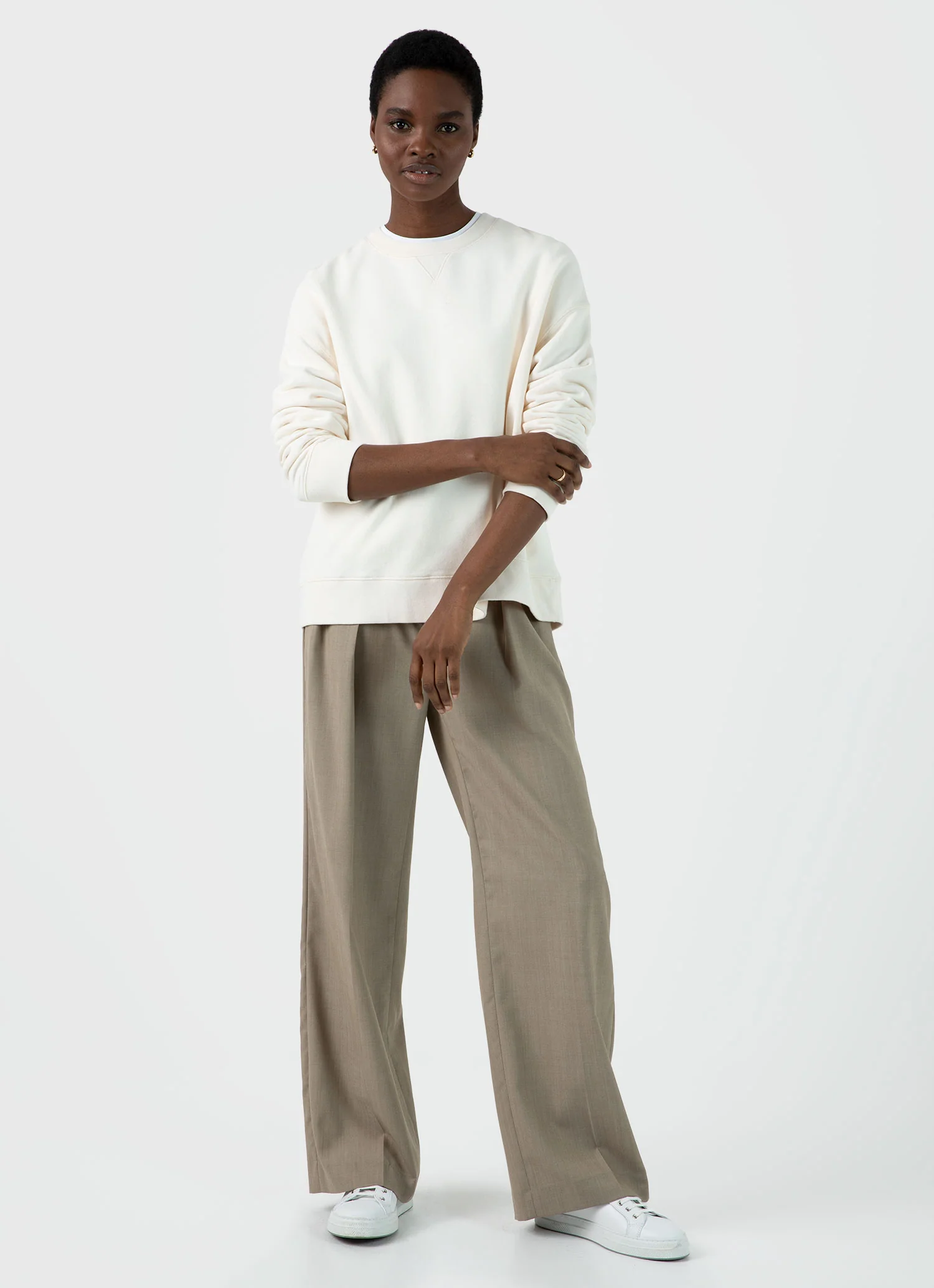 Women's Relaxed Loopback Sweatshirt in Archive White - Image 3