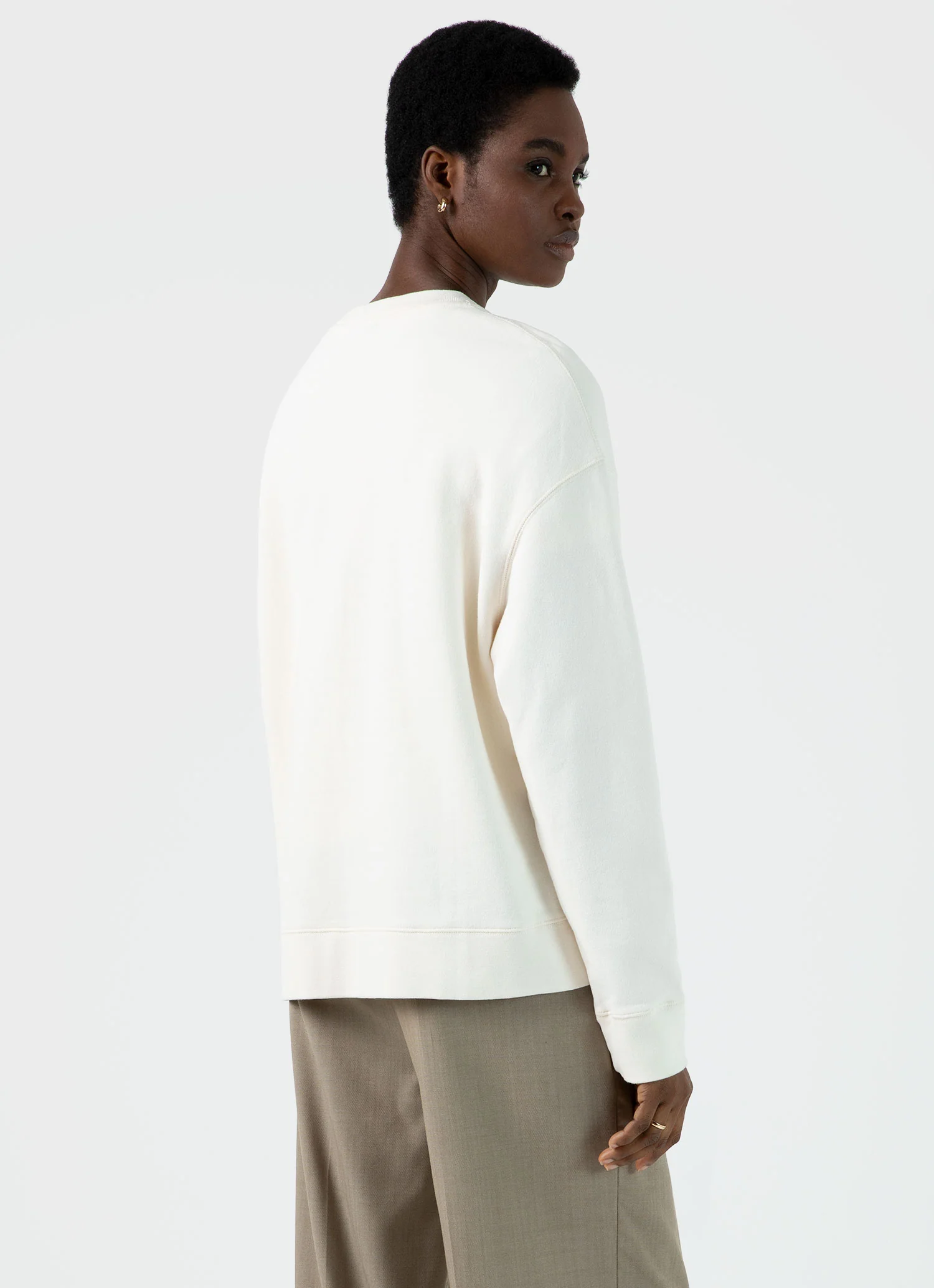 Women's Relaxed Loopback Sweatshirt in Archive White - Image 4