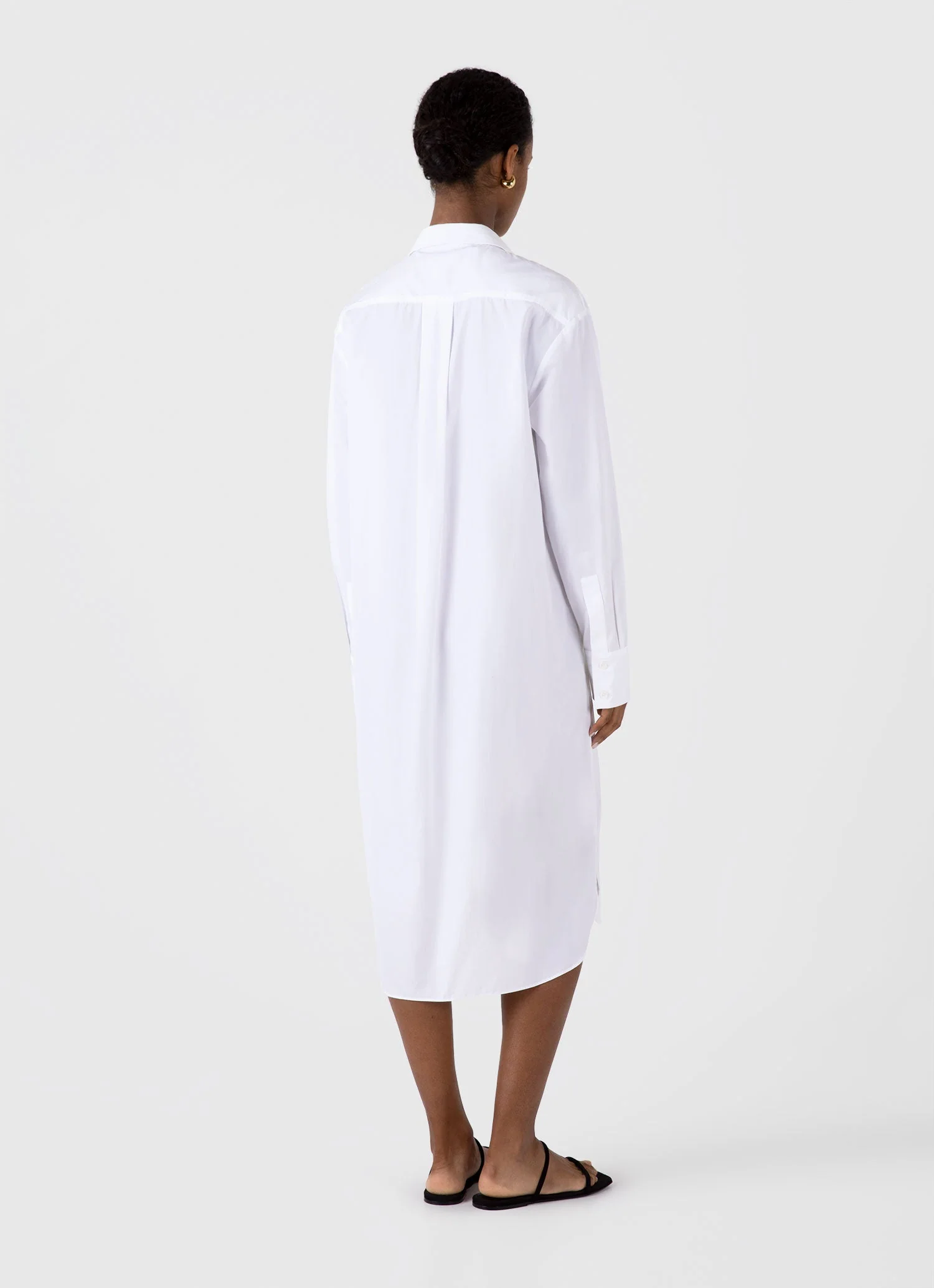 Women's Cotton Poplin Shirt Dress in White - Image 3