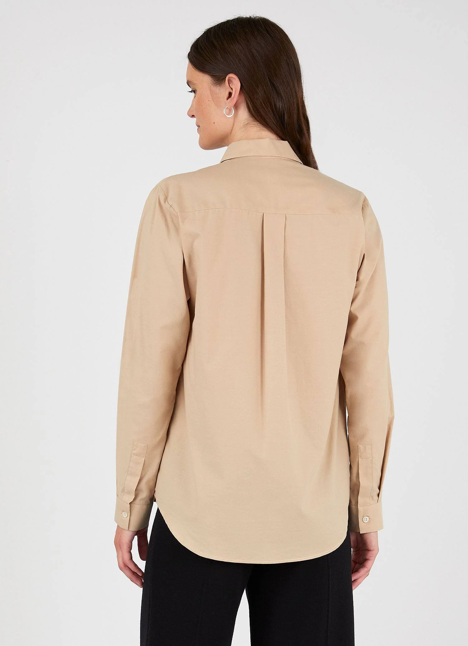 Women's Cotton Shirt in Stone - Image 3