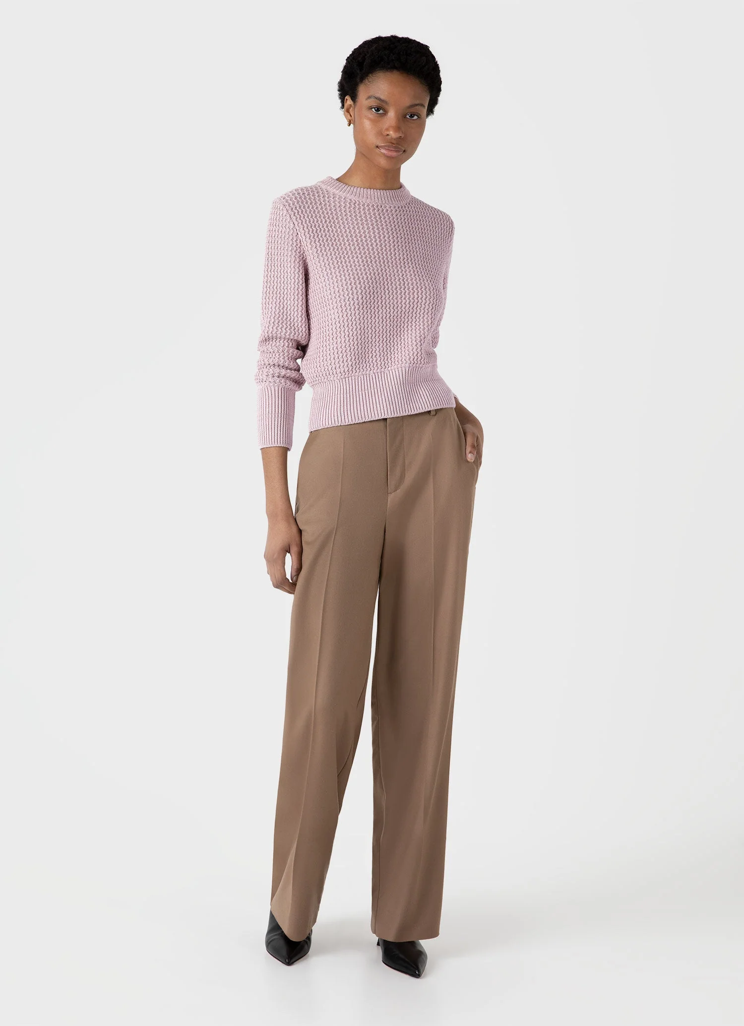 Women's Cotton Stitch Jumper in Pink - Image 2