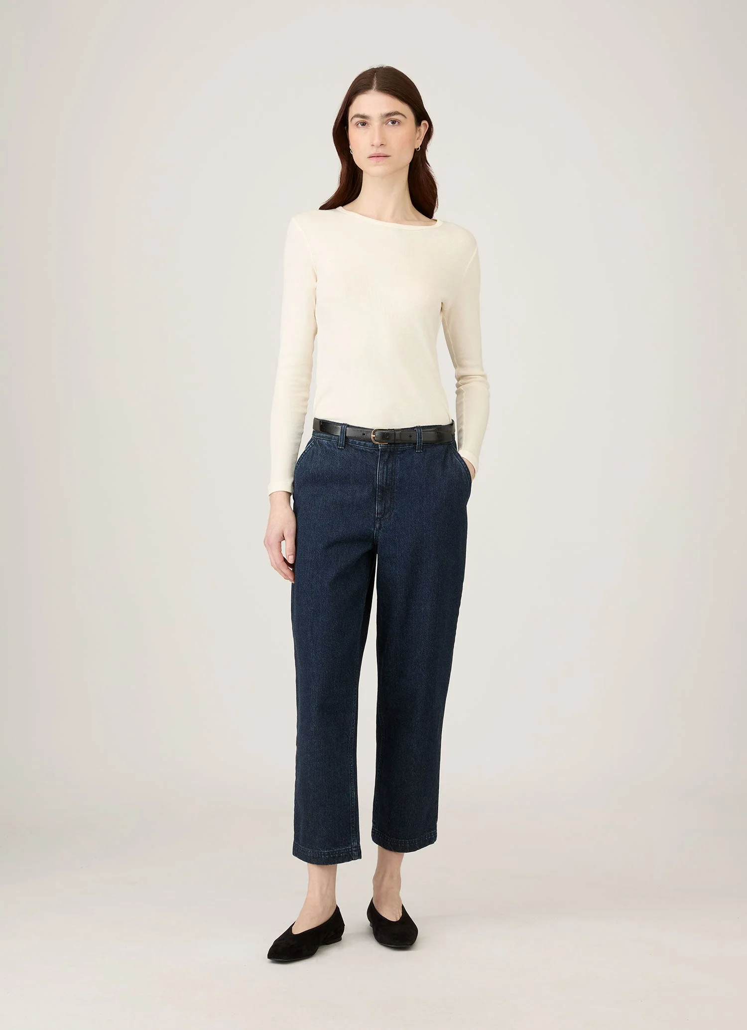 Women's Denim Tapered Trouser in Denim Rinse Wash - Image 2