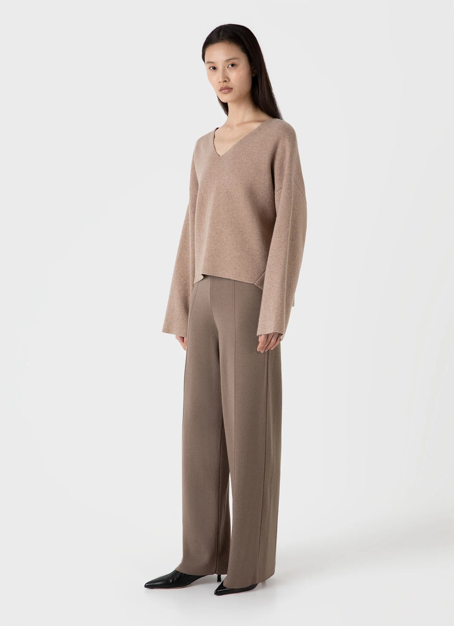 Women's Double Faced Jumper in Oatmeal Melange - Image 2