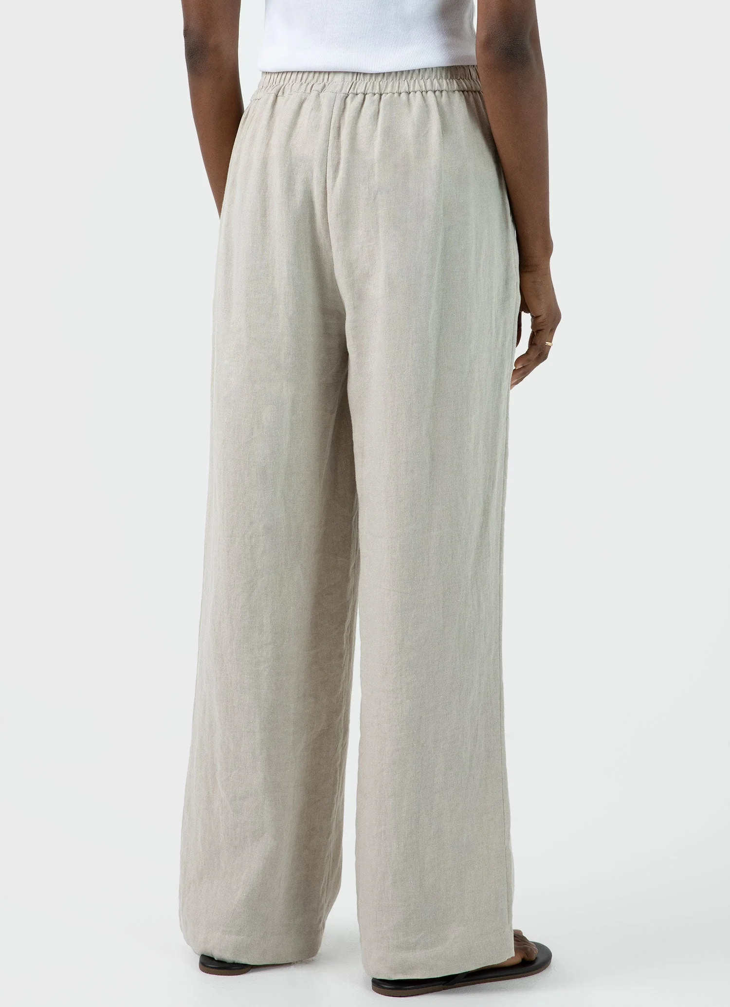 Women's Drawstring Wide Leg Trouser in Light Sand - Image 4