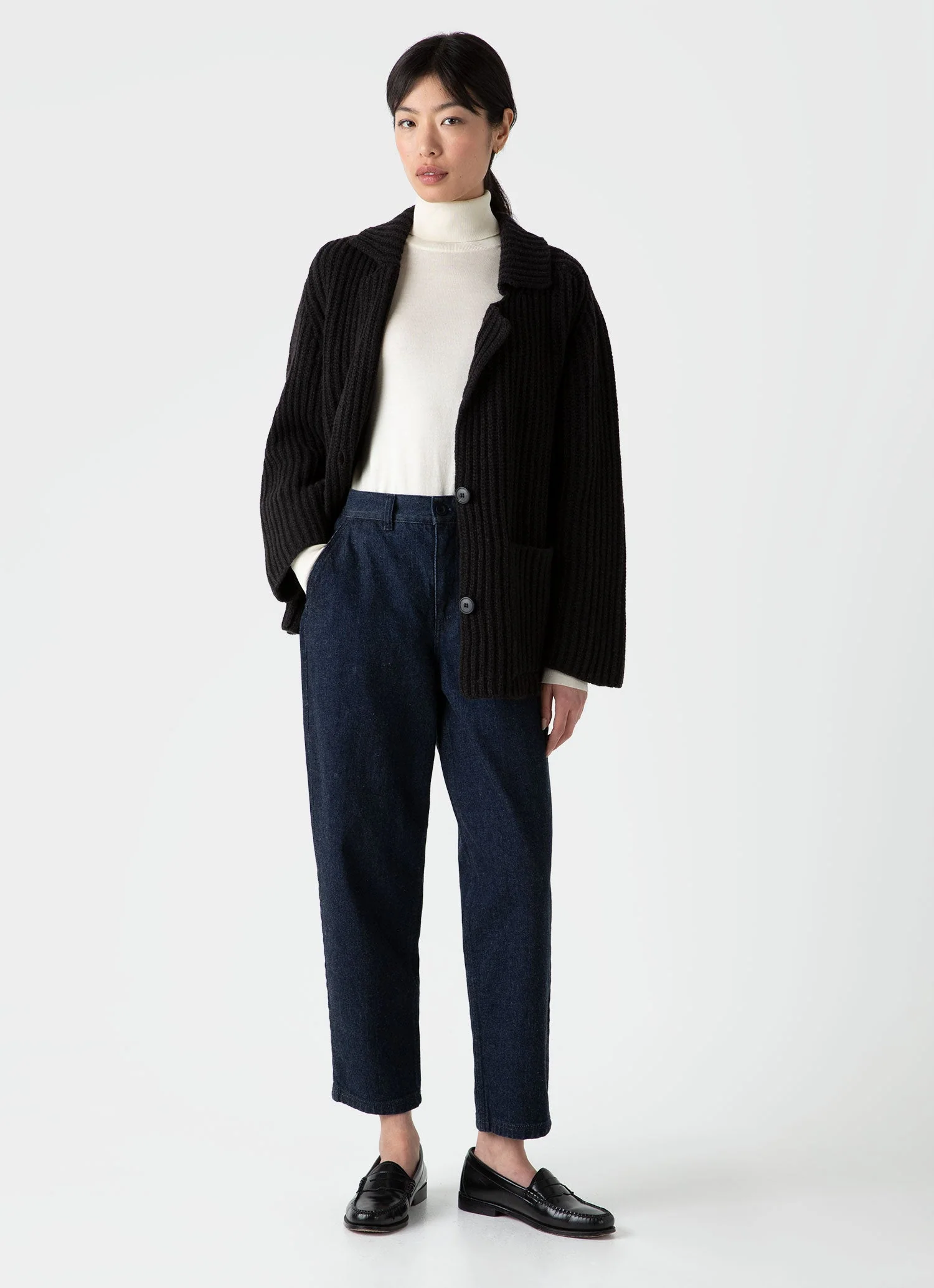 Women's Knitted Cardigan in Coffee Twist - Image 2