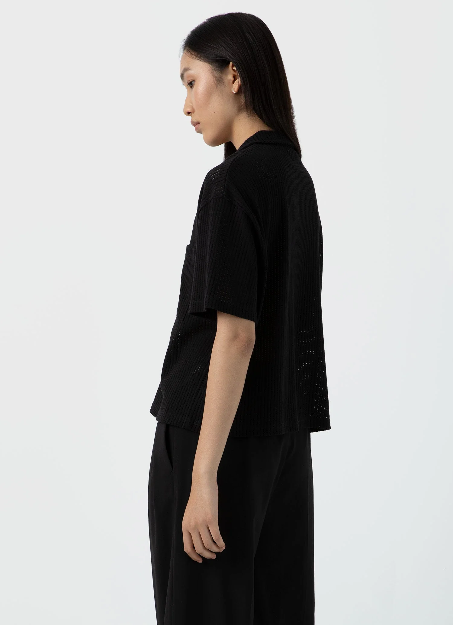 Women's Lace Mesh Shirt in Black - Image 4