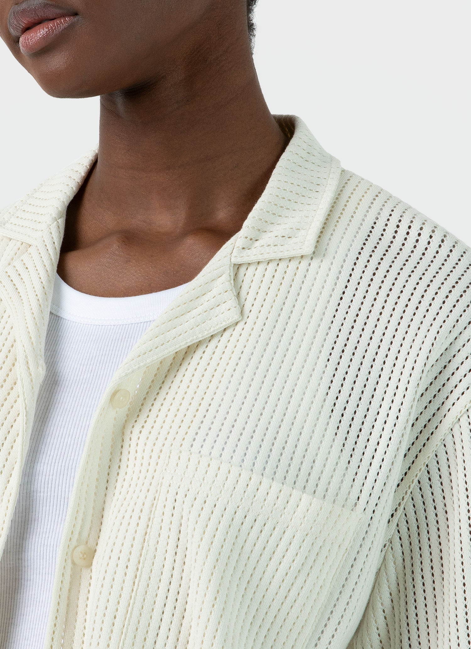 Women's Lace Mesh Shirt in Ecru - Image 3