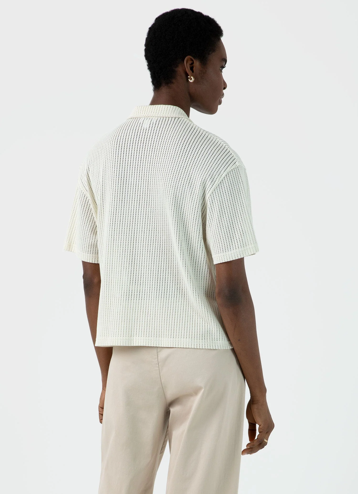 Women's Lace Mesh Shirt in Ecru - Image 4