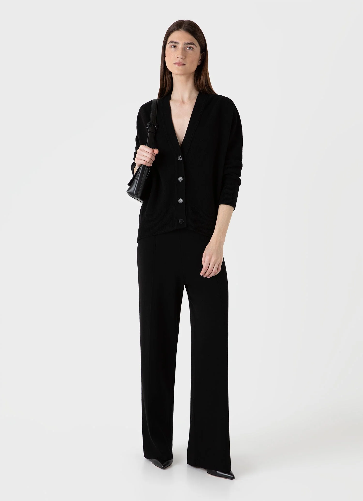 Women's Lambswool Cardigan in Black - Image 2