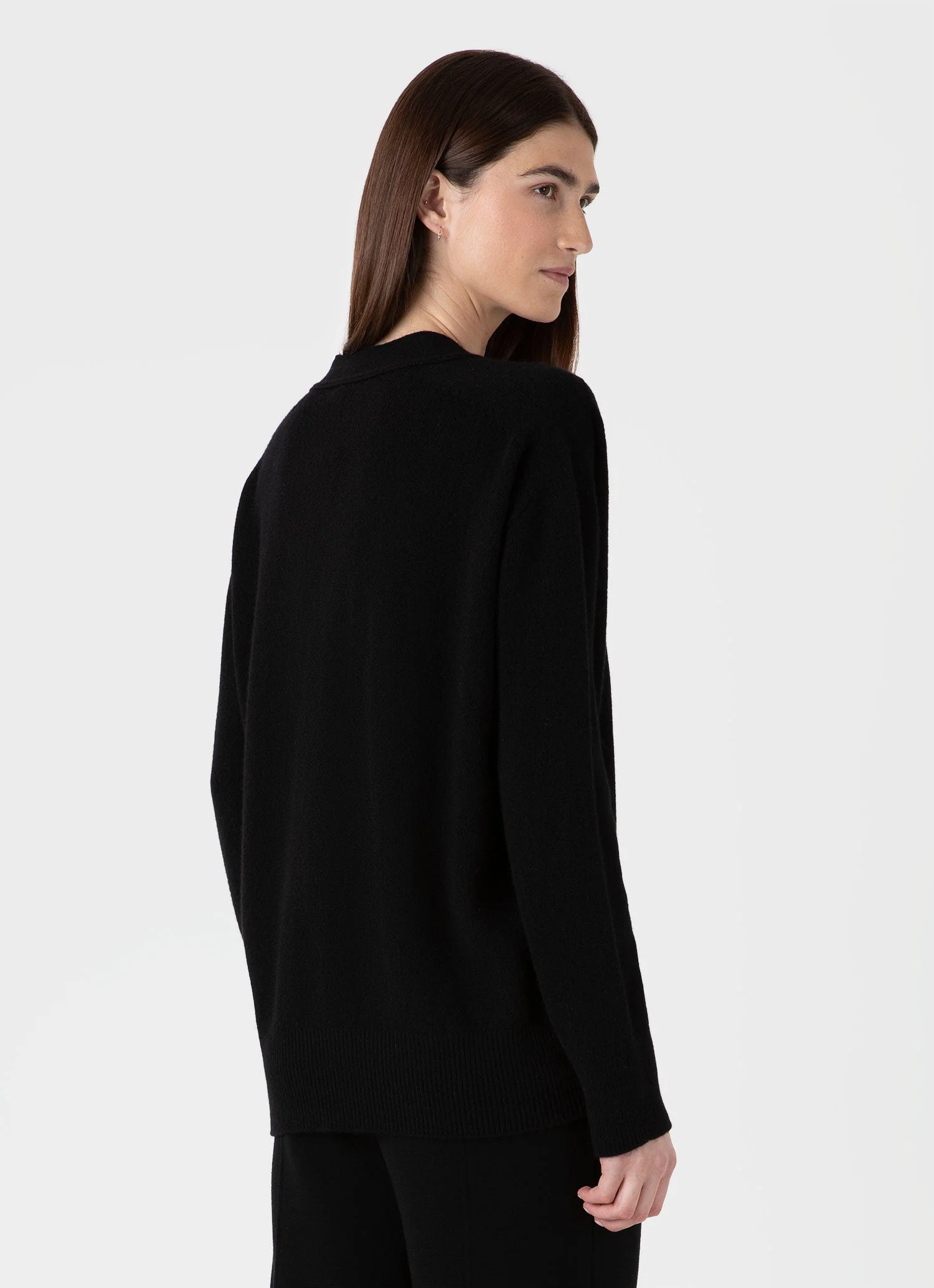 Women's Lambswool Cardigan in Black - Image 3