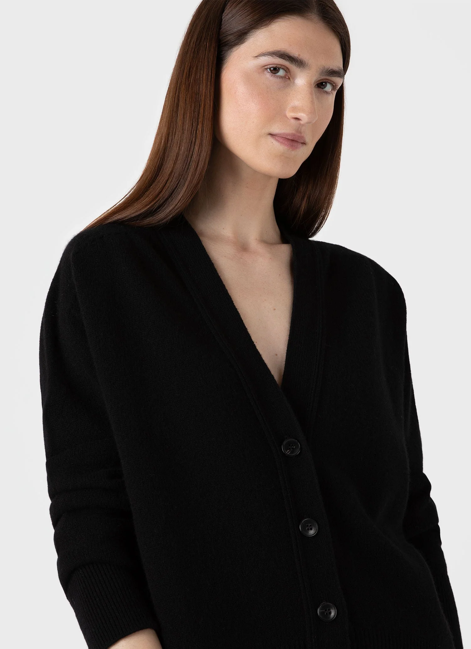 Women's Lambswool Cardigan in Black - Image 4