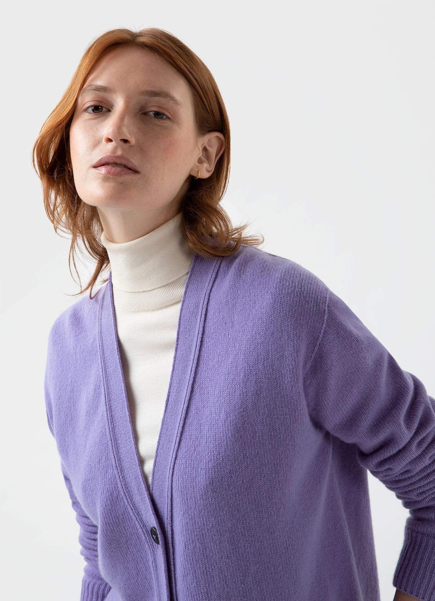 Women's Lambswool Cardigan in Heather - Image 2