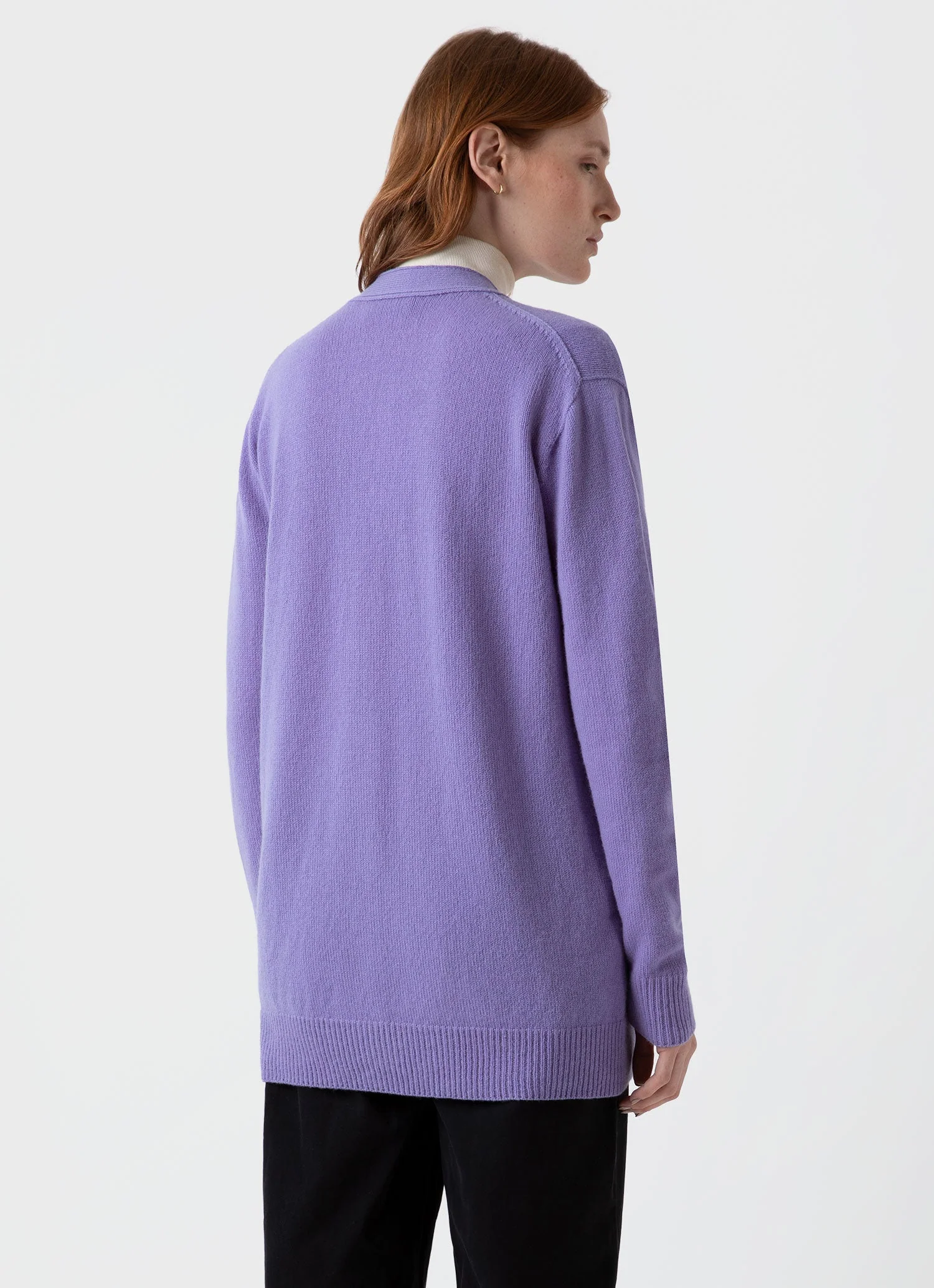 Women's Lambswool Cardigan in Heather - Image 4
