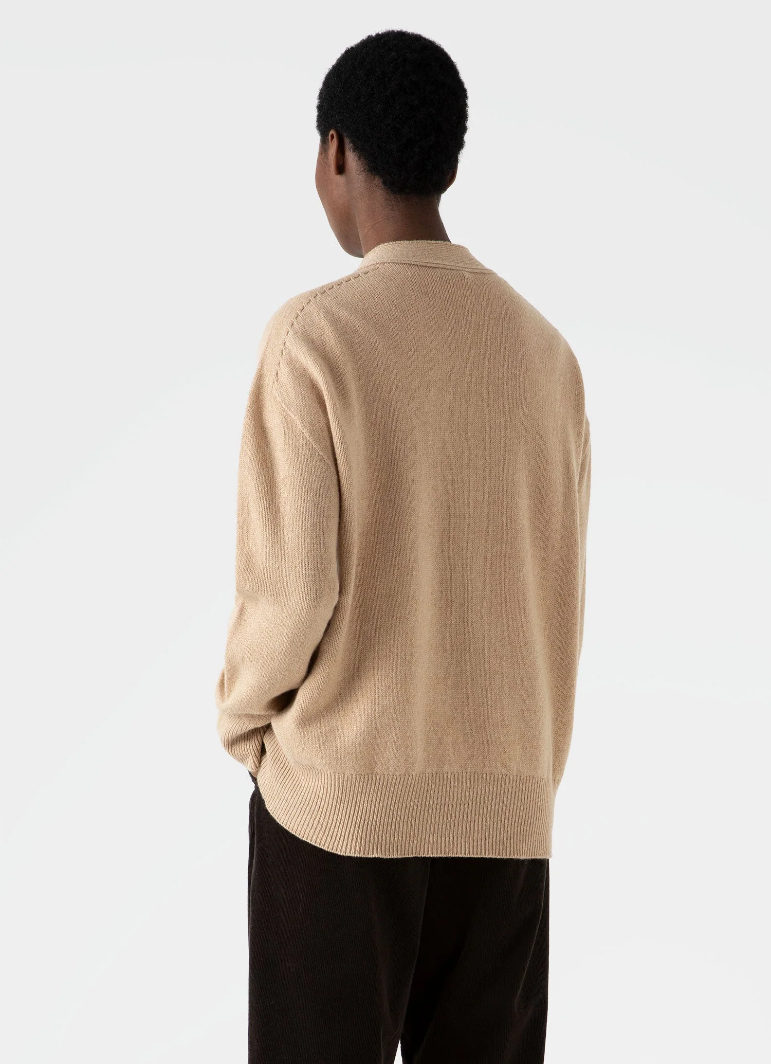 Women's Lambswool Cardigan in Light Camel - Image 4