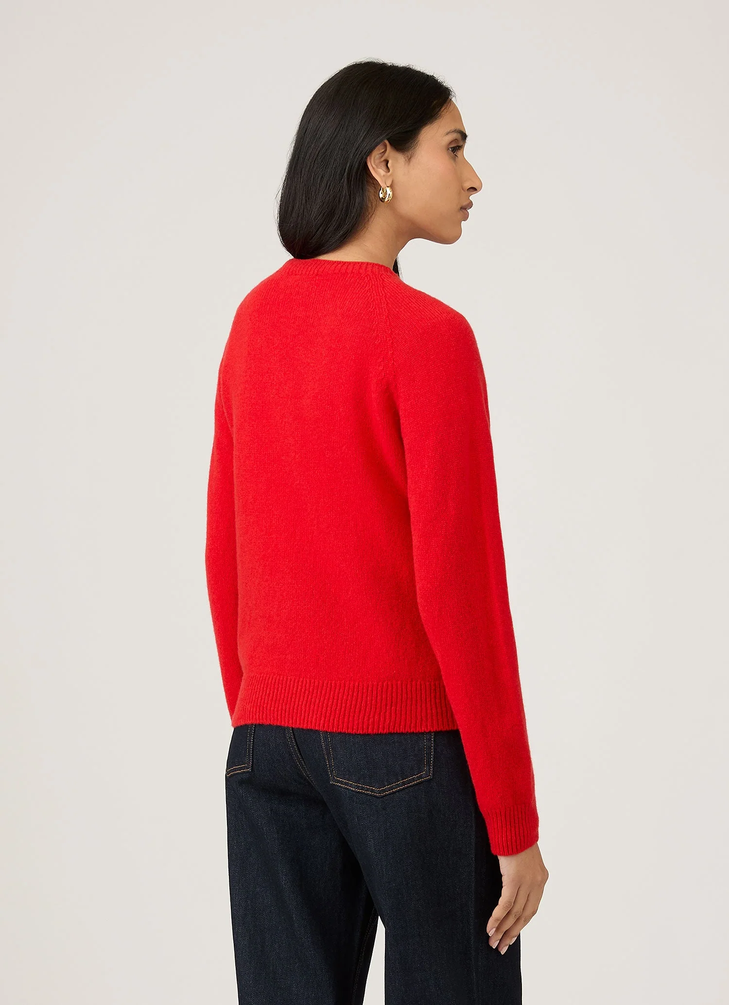 Women's Lambswool Crew Neck Jumper in Bright Red - Image 3