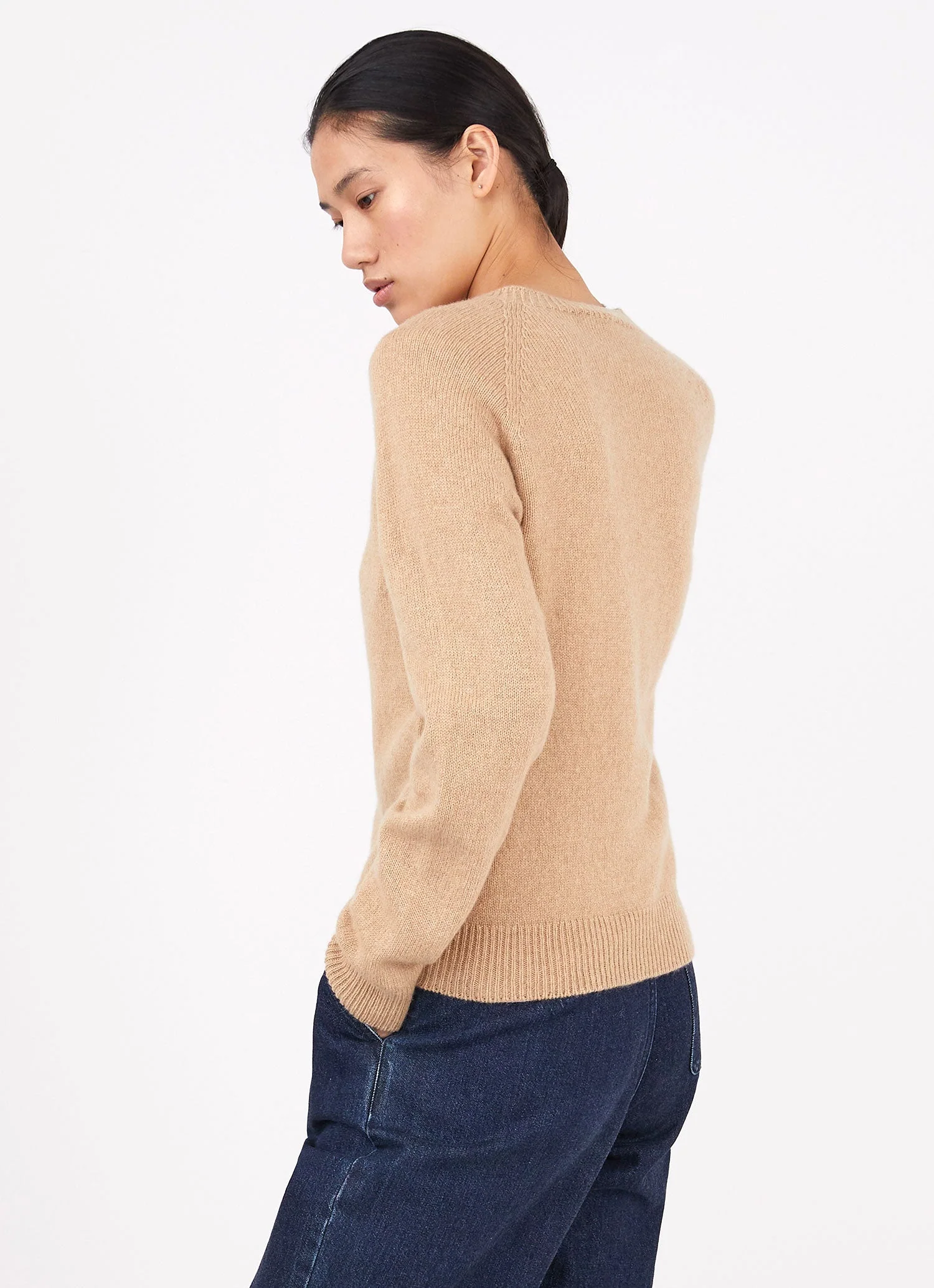 Women's Lambswool Crew Neck Jumper in Light Camel - Image 4