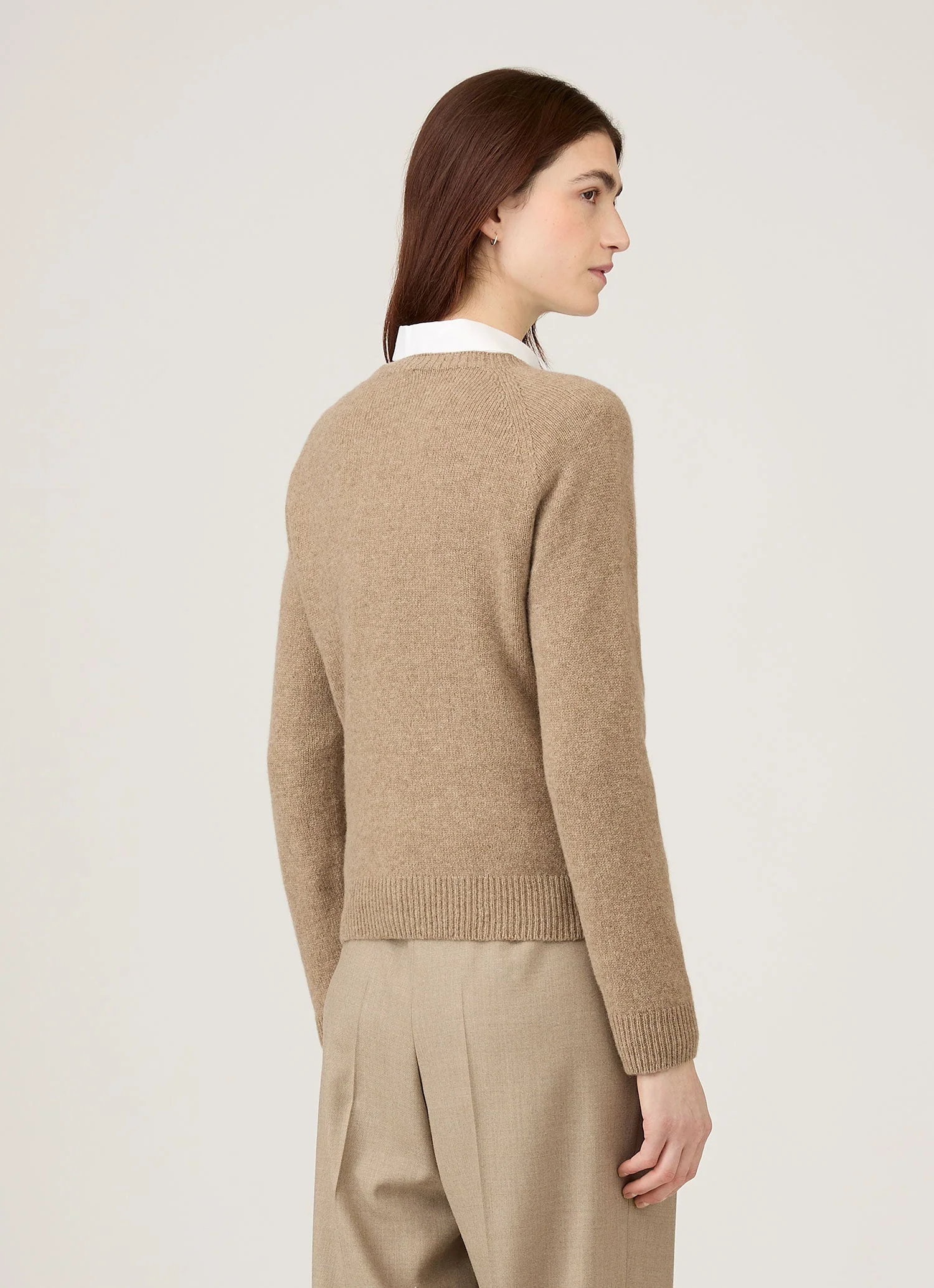 Women's Lambswool Crew Neck Jumper in Mink - Image 3