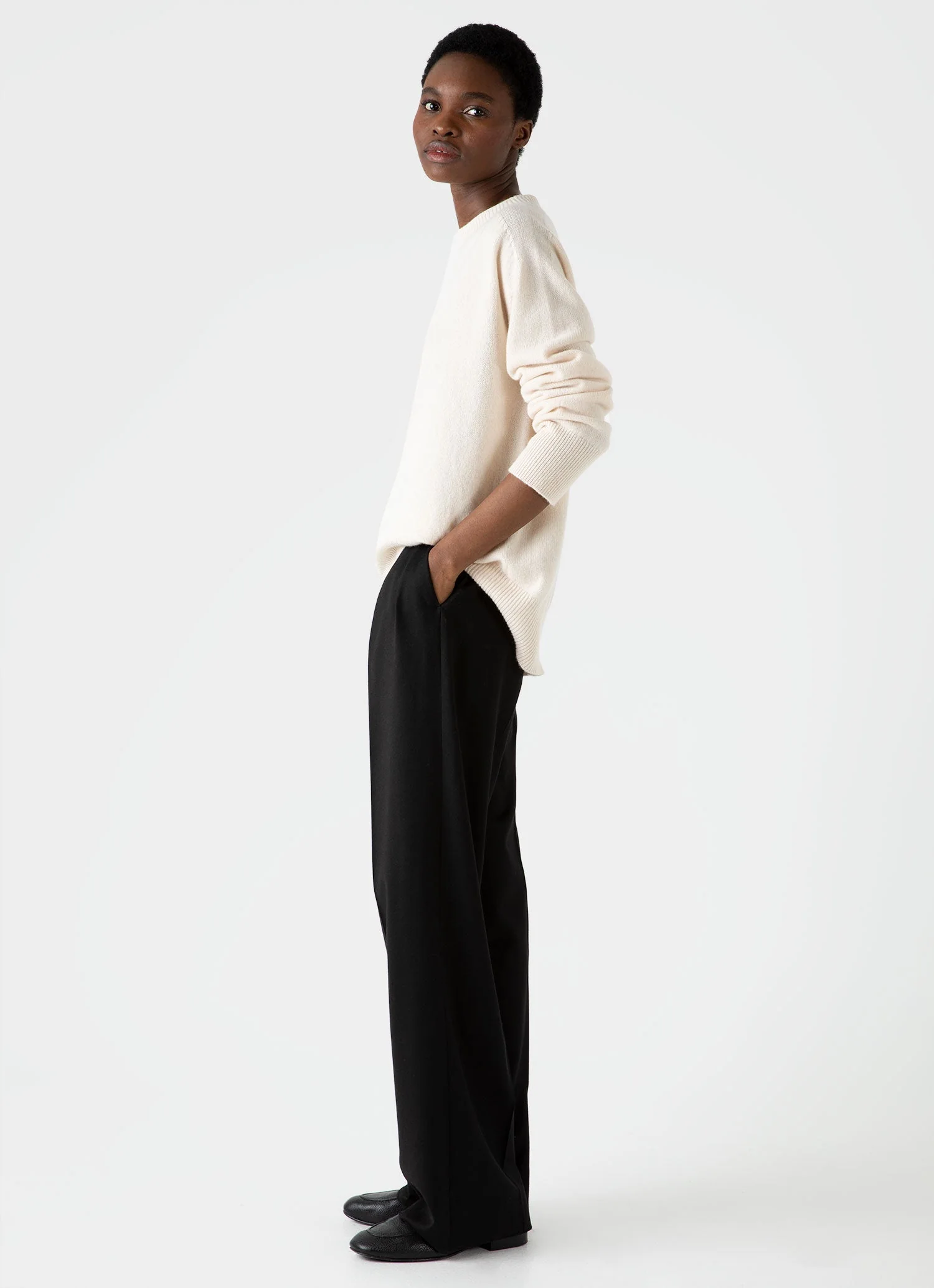 Women's Lambswool Crewneck Jumper in Ecru - Image 2