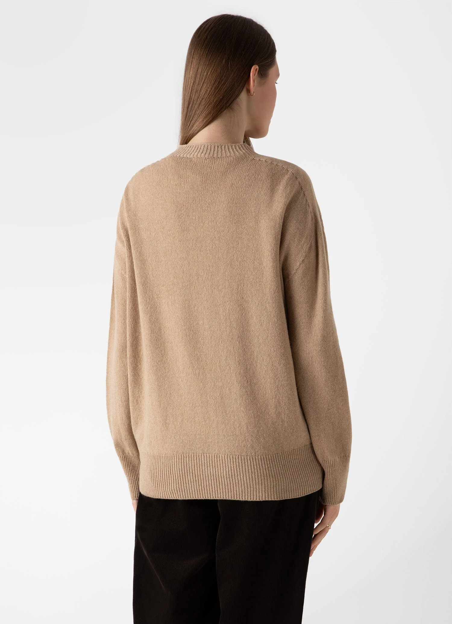 Women's Lambswool Crewneck Jumper in Light Camel - Image 4