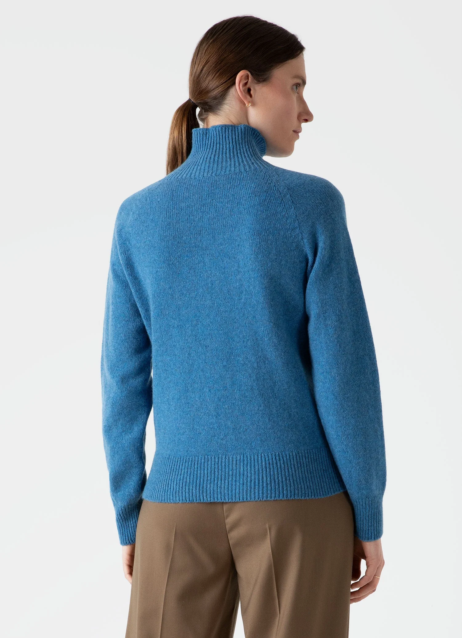 Women's Lambswool Funnel Neck Jumper in Blue Jean - Image 4