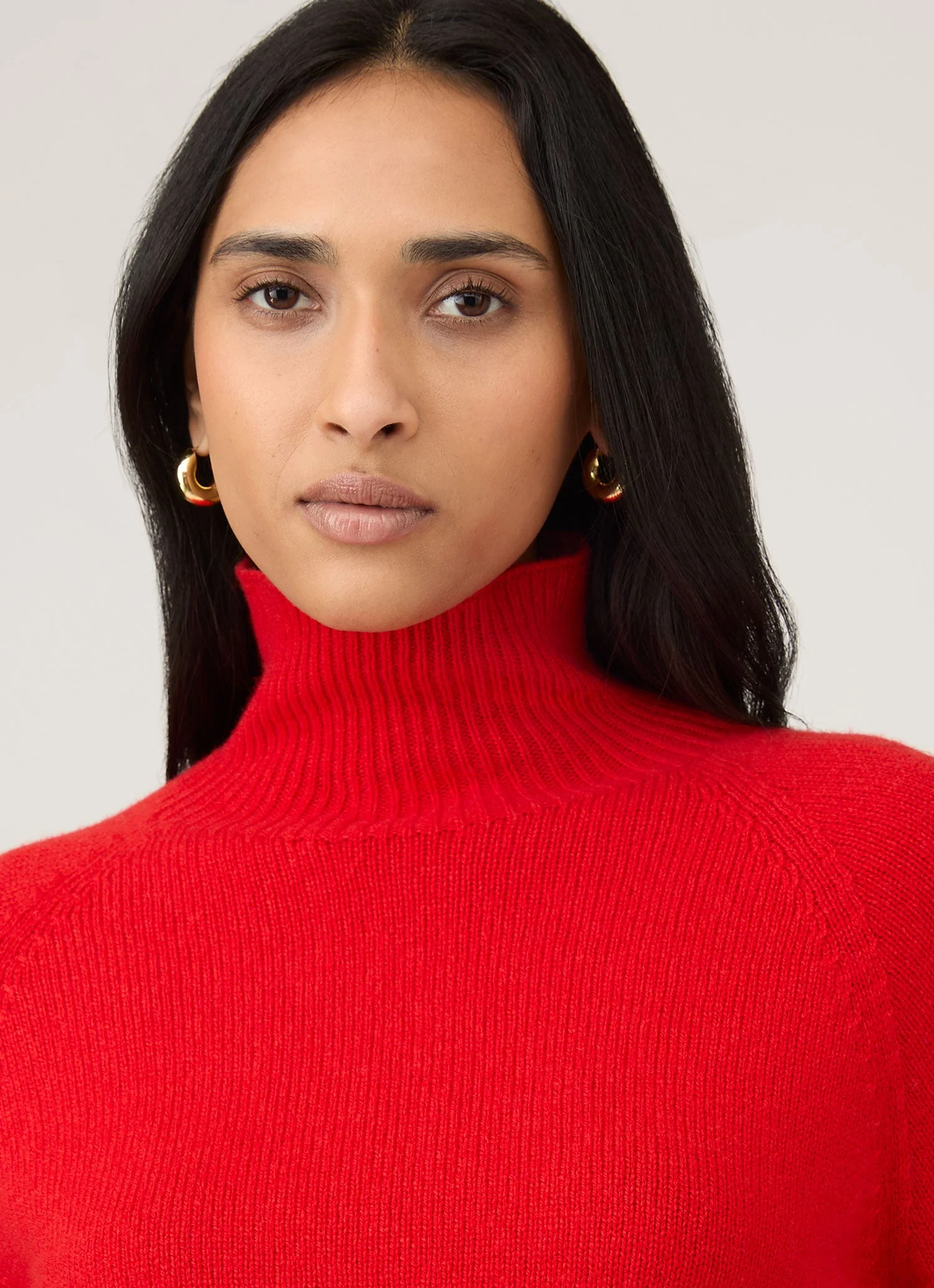 Women's Lambswool Funnel Neck Jumper in Bright Red - Image 4
