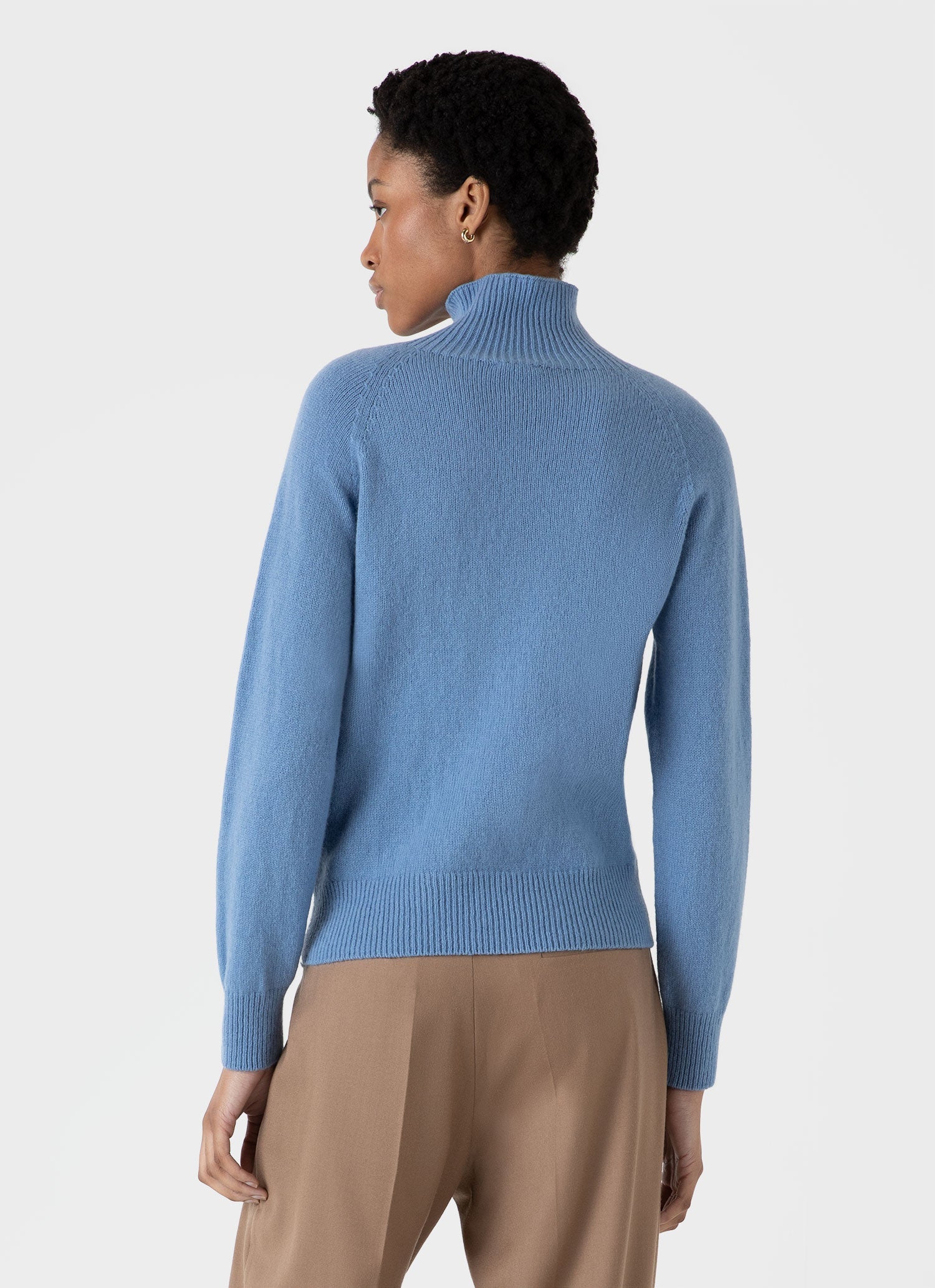 Women's Lambswool Funnel Neck Jumper in Cornflower - Image 3