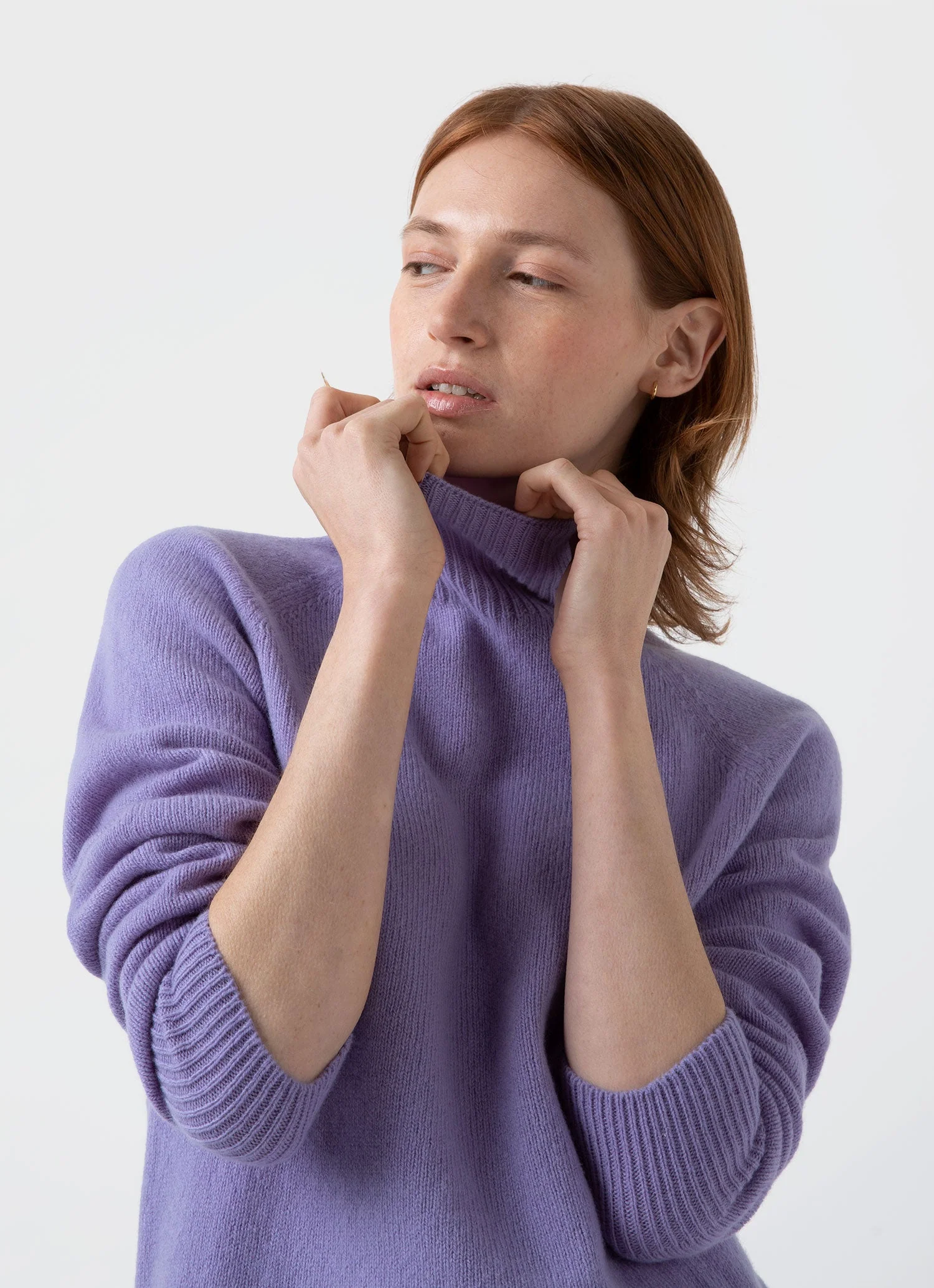 Women's Lambswool Funnel Neck Jumper in Heather - Image 2