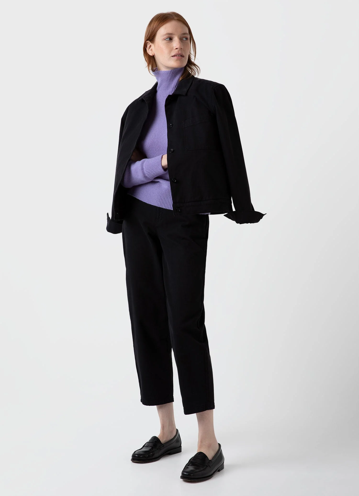 Women's Lambswool Funnel Neck Jumper in Heather - Image 3