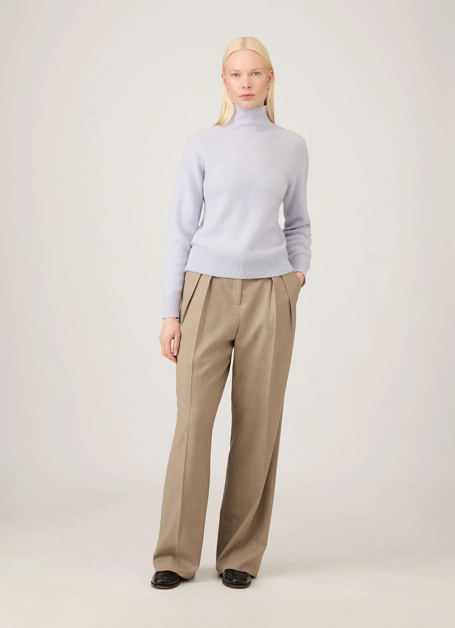 Women's Lambswool Funnel Neck Jumper in Ice Blue - Image 2