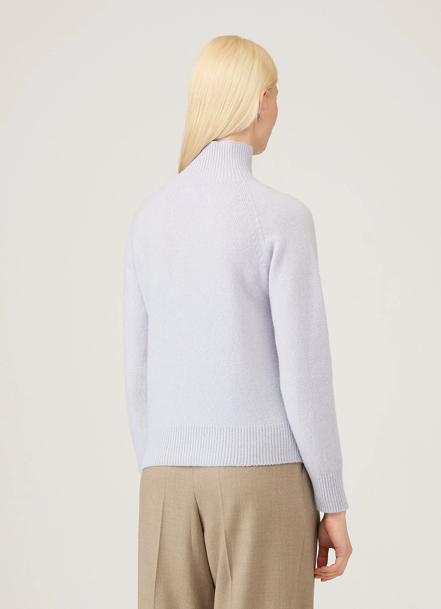 Women's Lambswool Funnel Neck Jumper in Ice Blue - Image 3