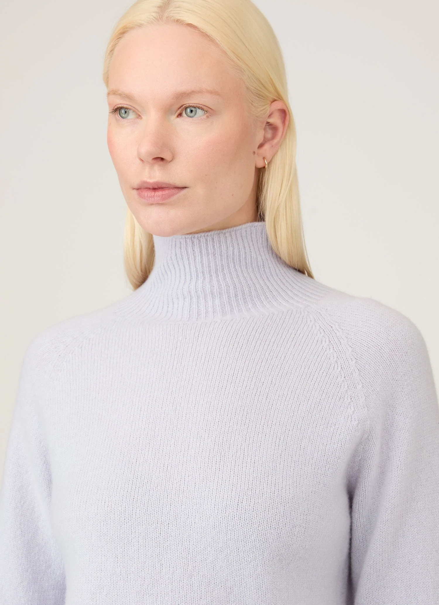 Women's Lambswool Funnel Neck Jumper in Ice Blue - Image 4