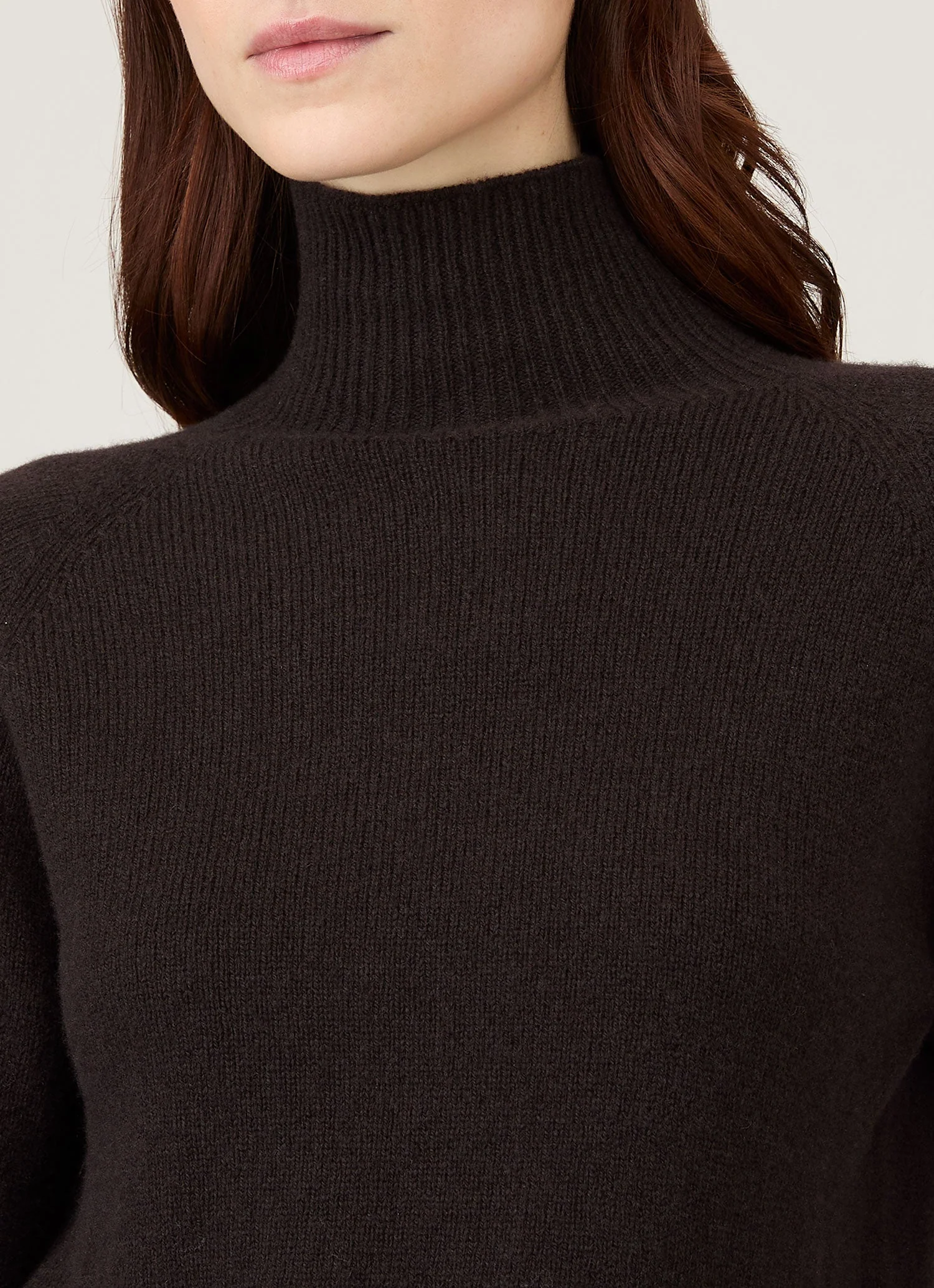 Women's Lambswool Funnel Neck Jumper in Truffle - Image 4
