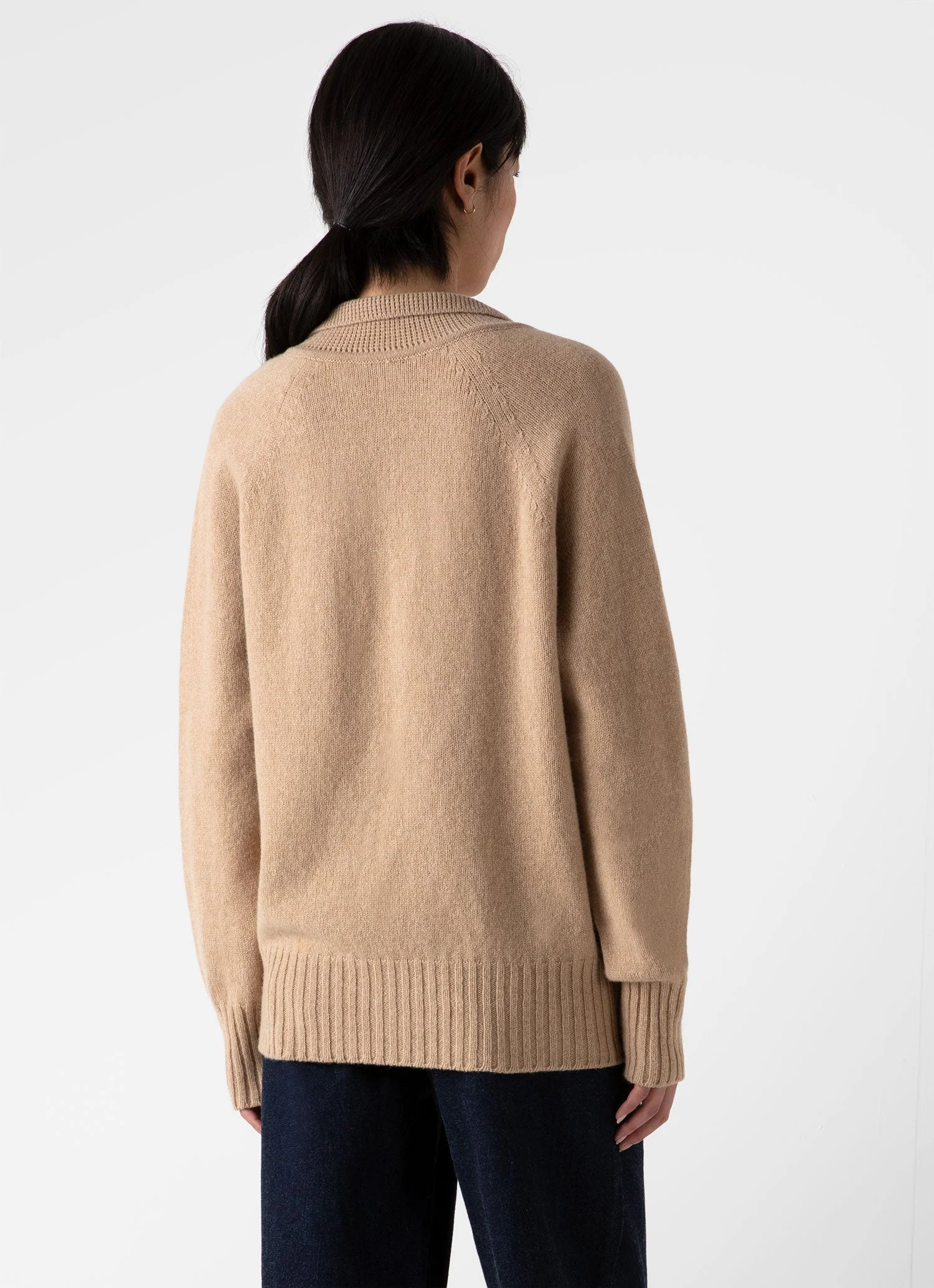 Women's Lambswool Polo Jumper in Light Camel - Image 4