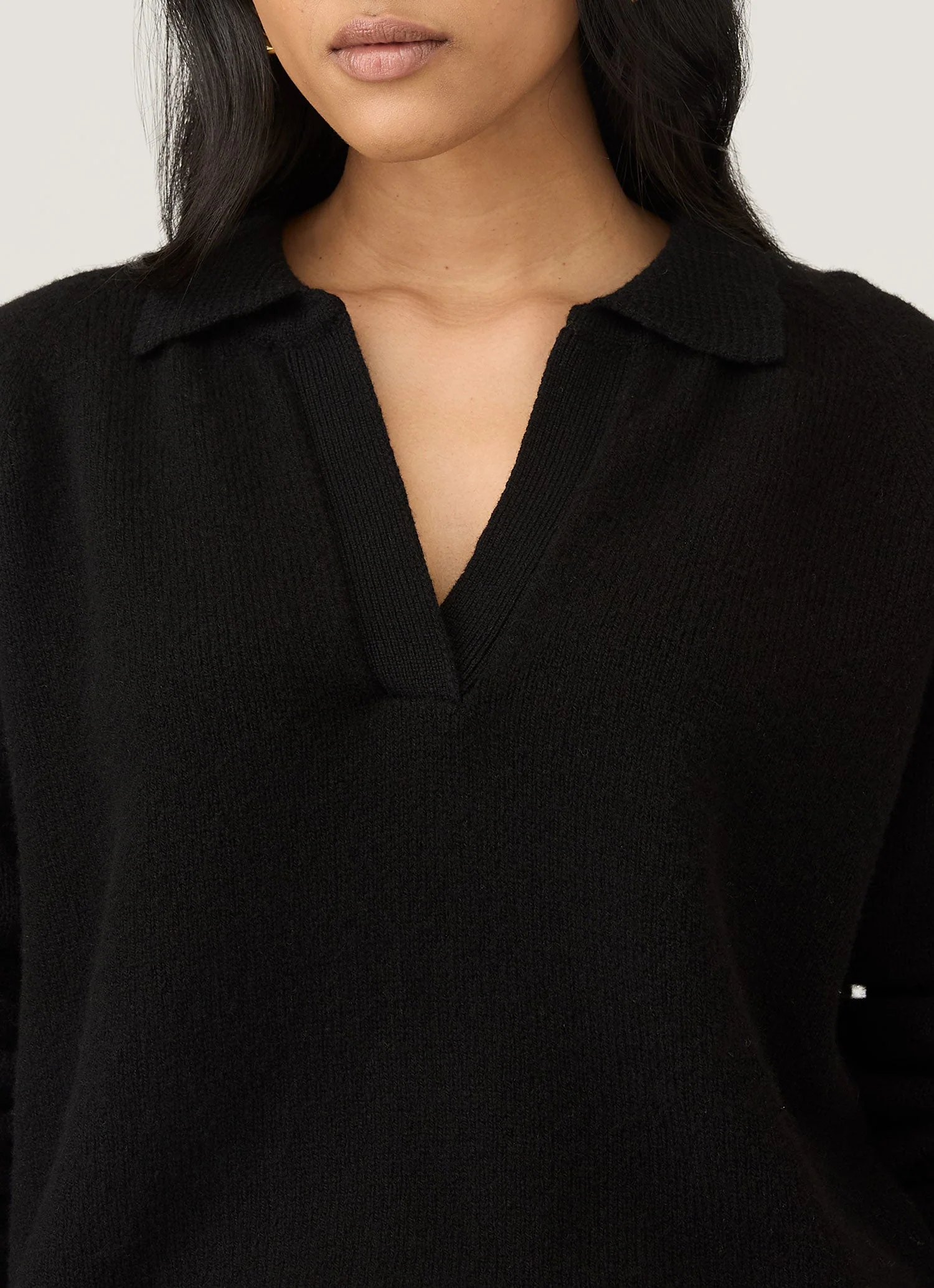 Women's Lambswool Polo Neck Jumper in Black - Image 4