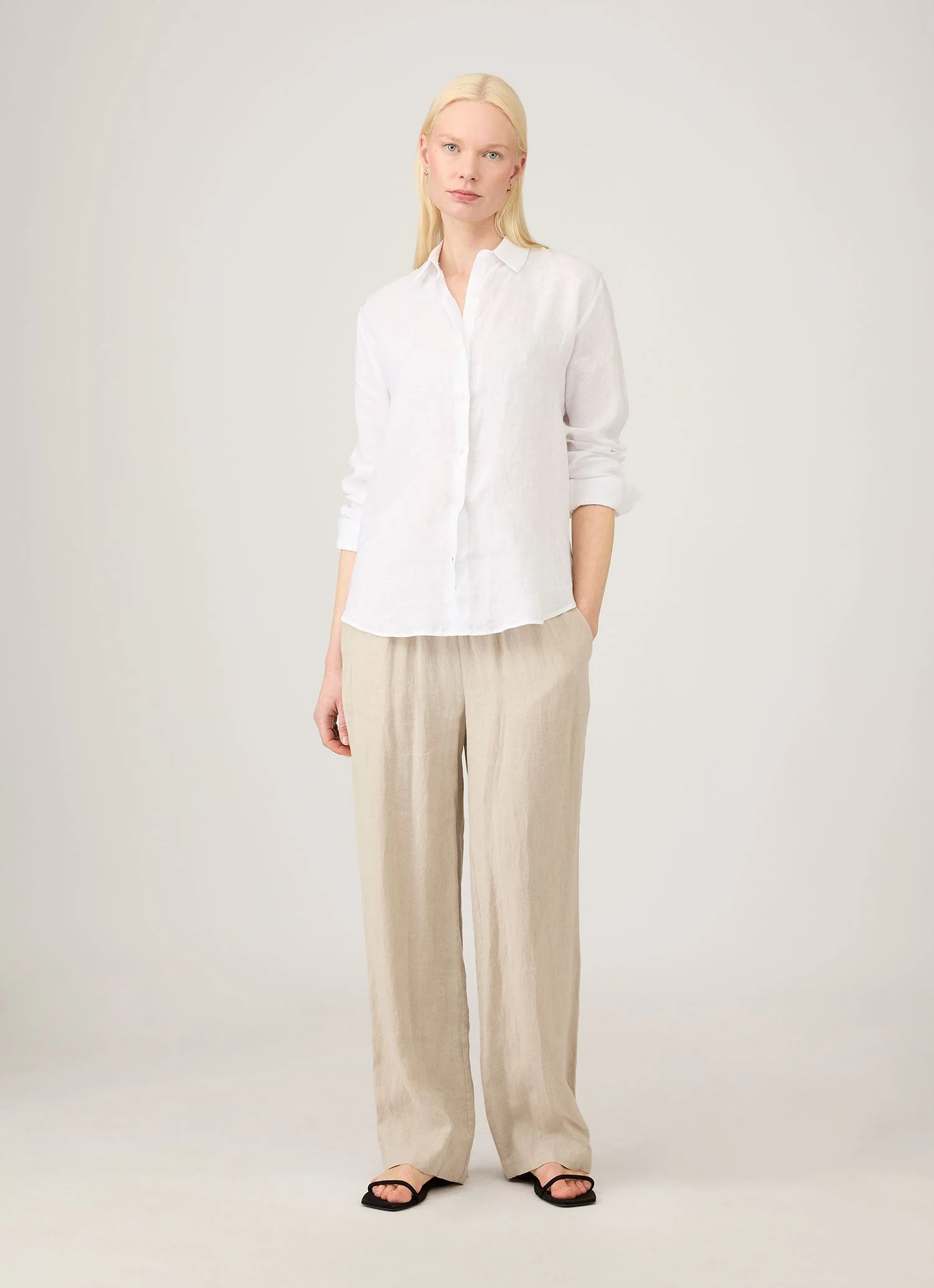 Women's Linen Shirt in White - Image 2