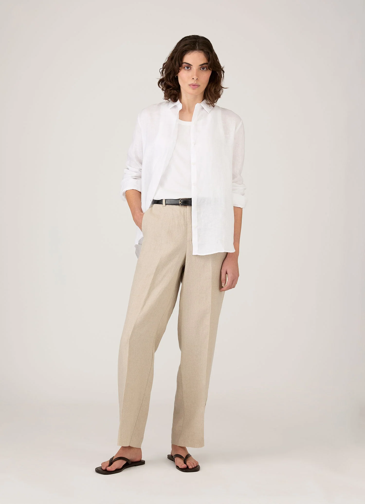 Women's Linen Shirt in White - Image 2
