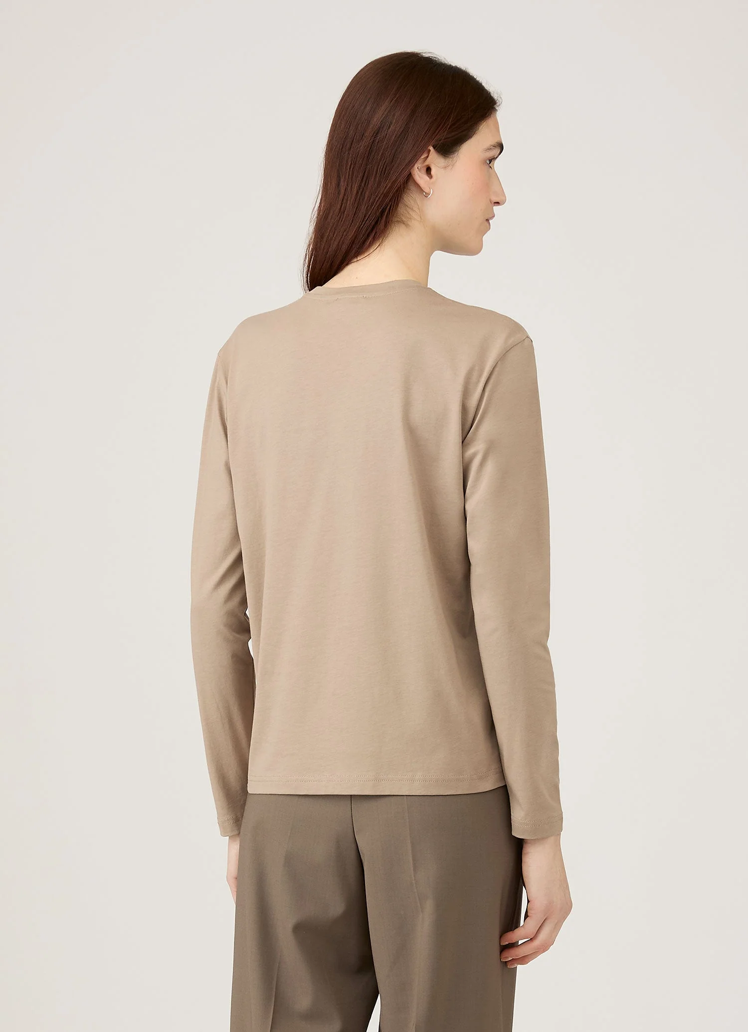 Women's Long Sleeve Boy Fit T-shirt in Mink - Image 3