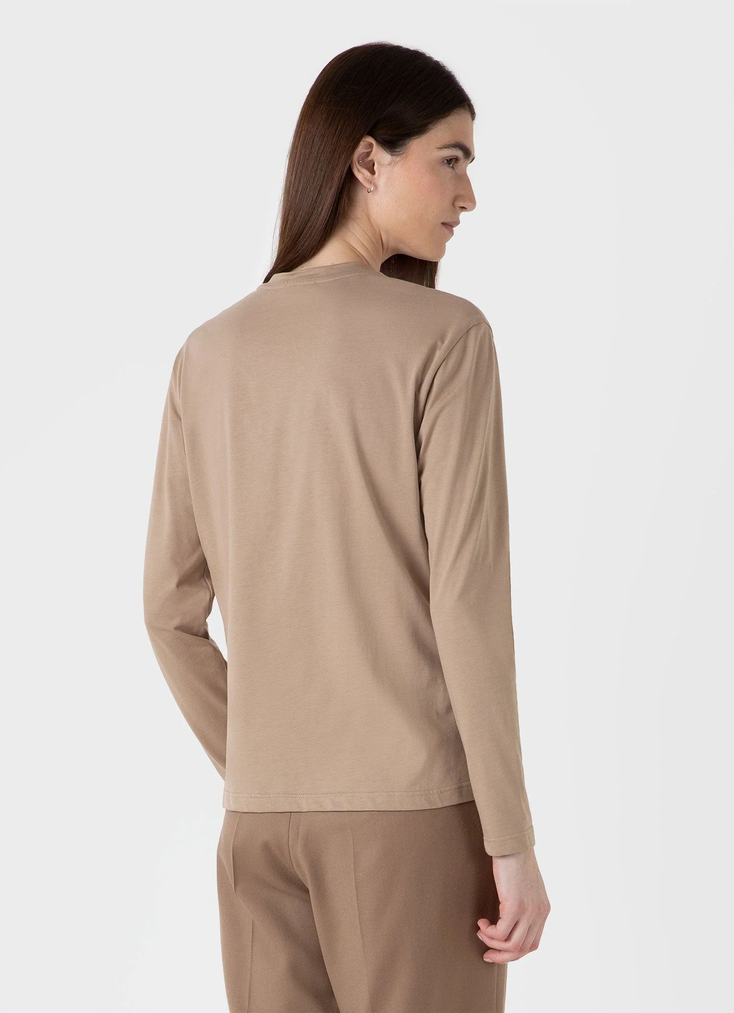 Women's Long Sleeve Boy Fit T-shirt in Sandstone - Image 3