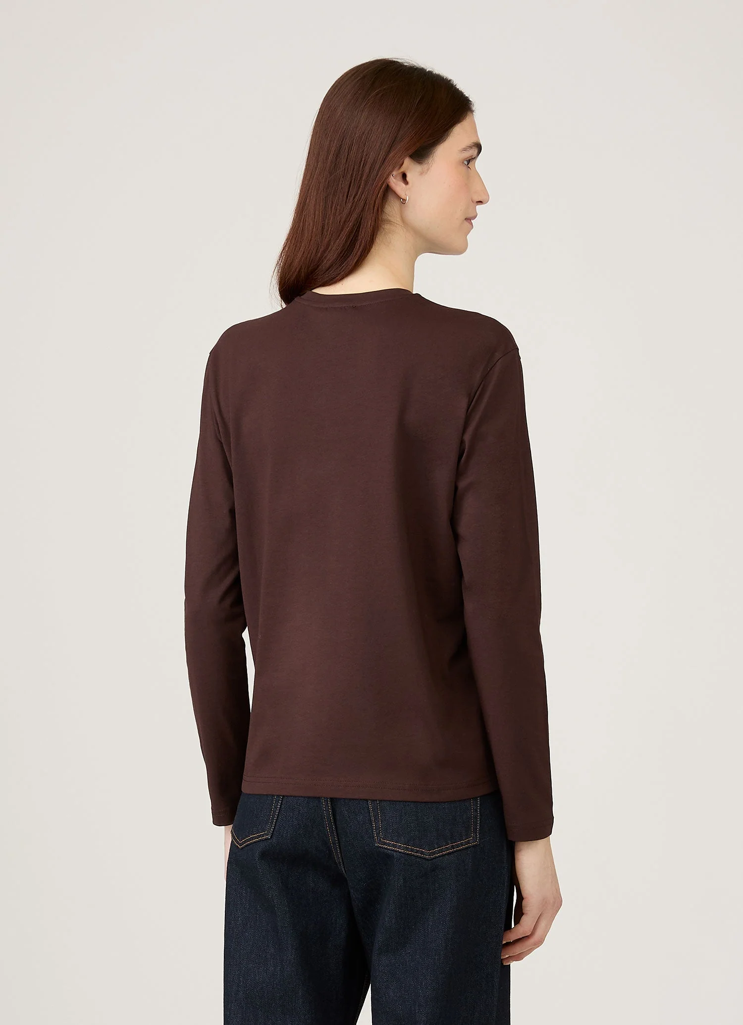 Women's Long Sleeve Boy Fit T-shirt in Truffle - Image 3