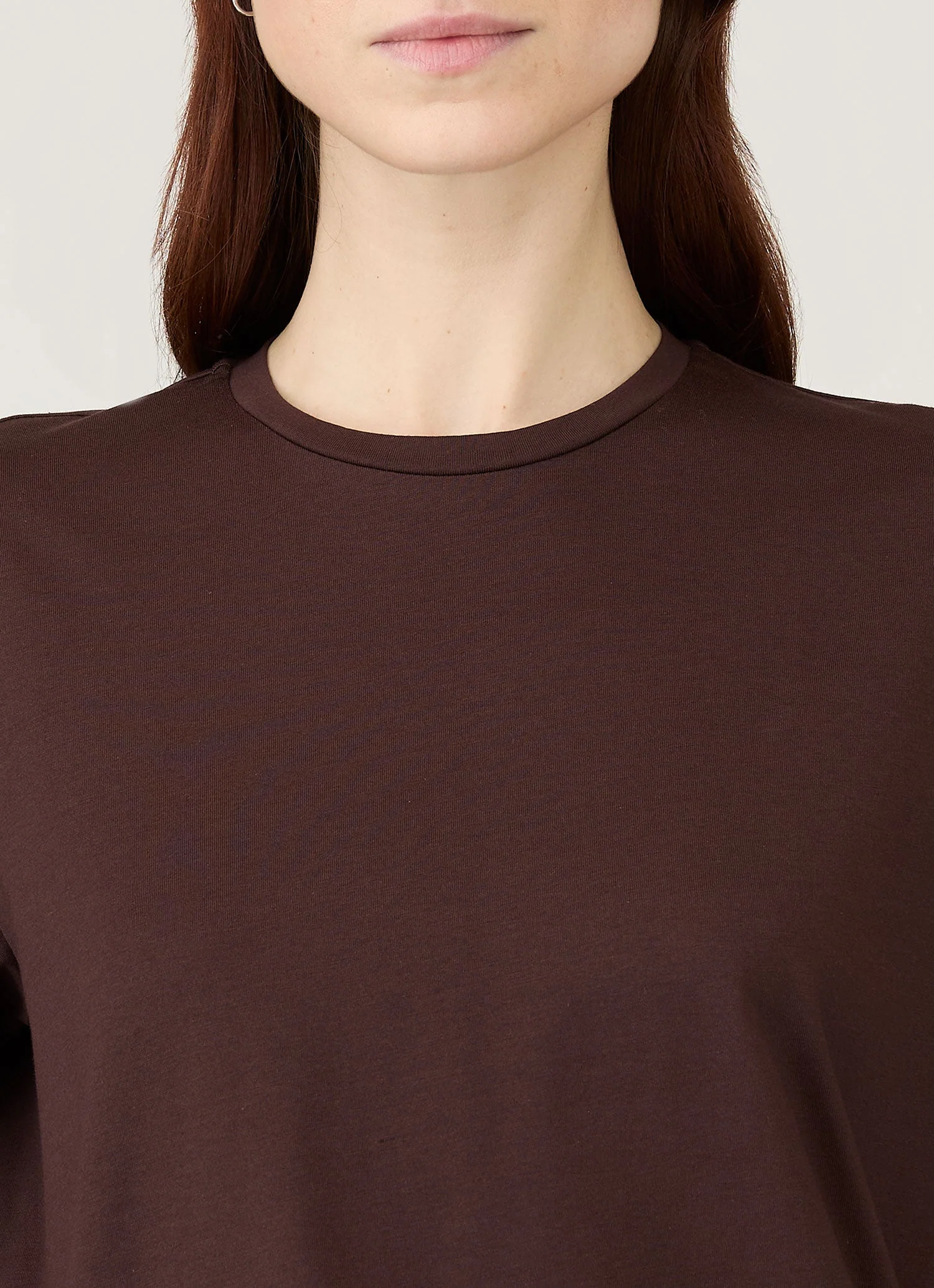 Women's Long Sleeve Boy Fit T-shirt in Truffle - Image 4