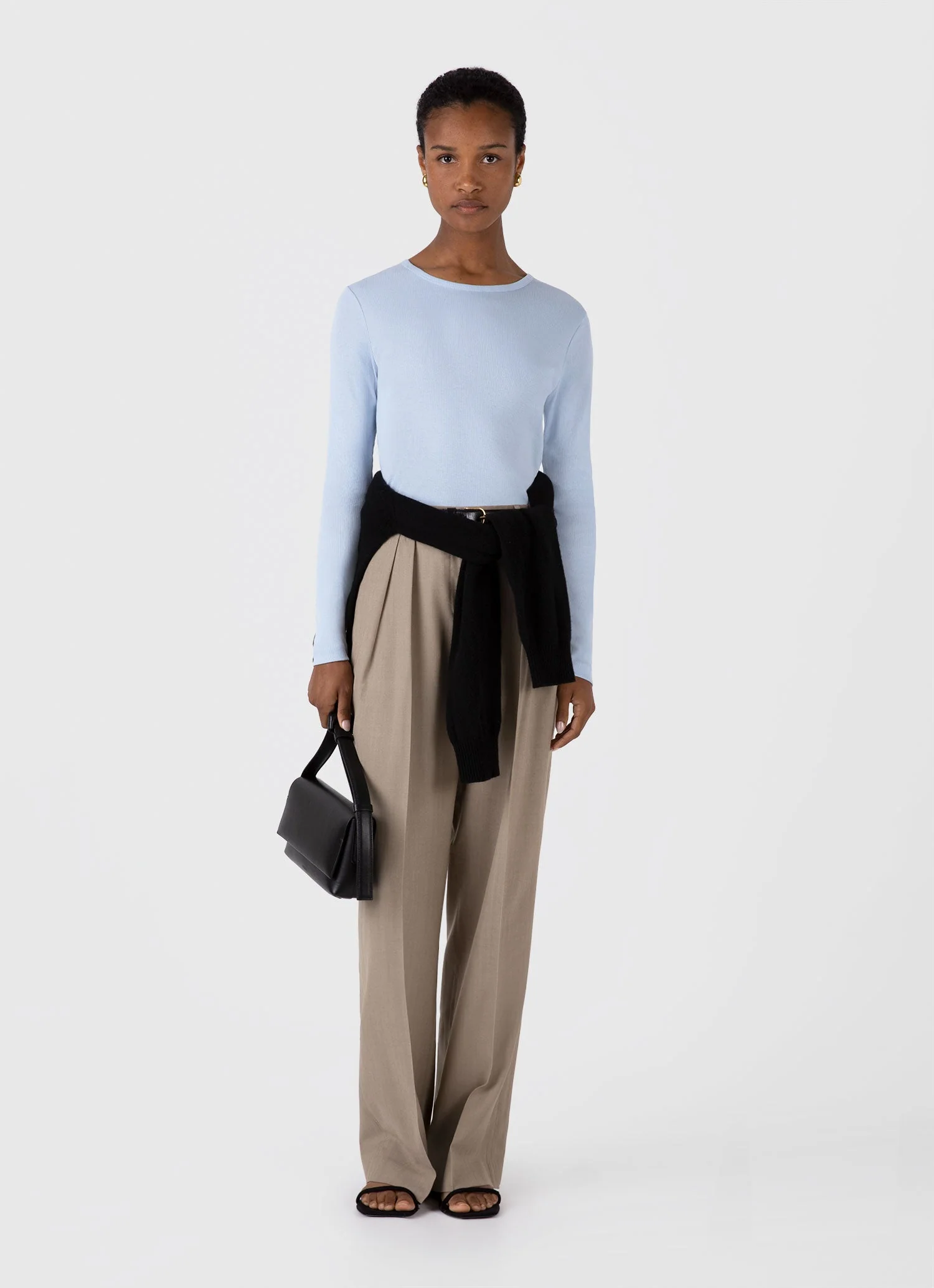 Women's Long Sleeve Ribbed T-shirt in Blue Mist - Image 2